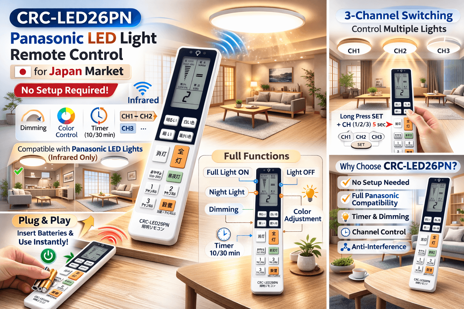 Infrared LED light remote for Panasonic Japan market