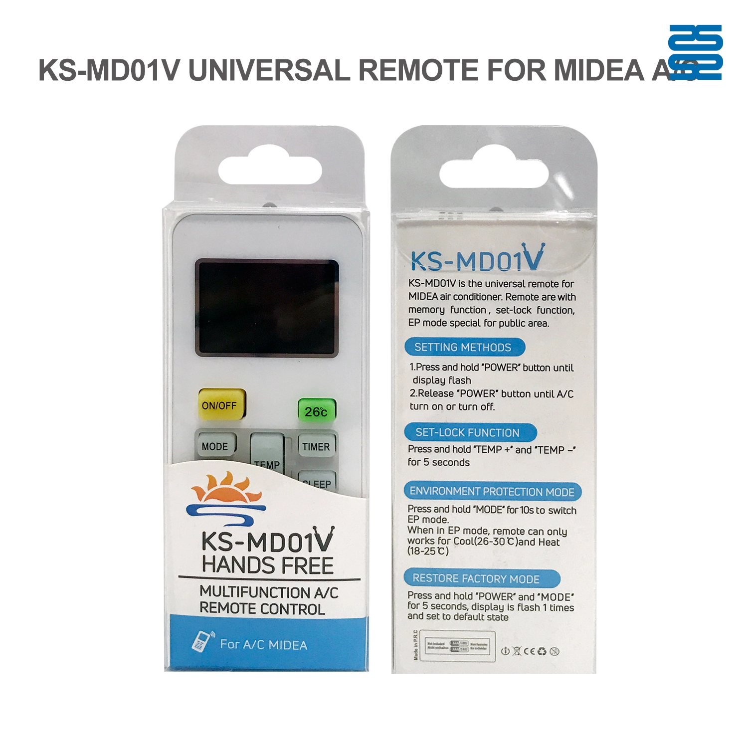 Control remoto universal de repuesto para aire acondicionado Midea KS-MD01V Pic4 - SYSTO Control remoto universal de repuesto para aire acondicionado Midea KS-MD01V Pic4 - SYSTO