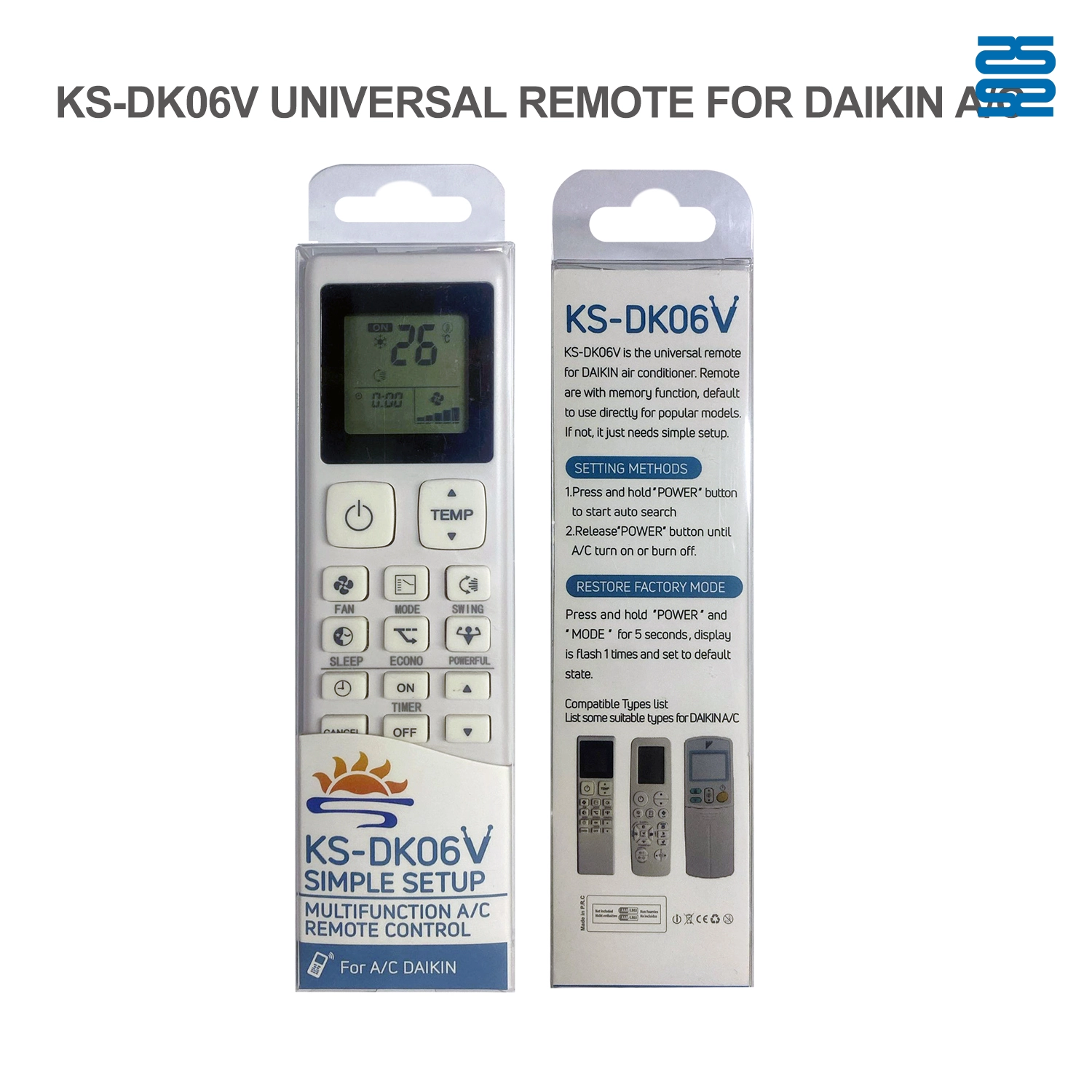 Universal Air Conditioner Replacement Remote for Daikin KS-DK06V Pic4 - SYSTO Universal Air Conditioner Replacement Remote for Daikin KS-DK06V Pic4 - SYSTO