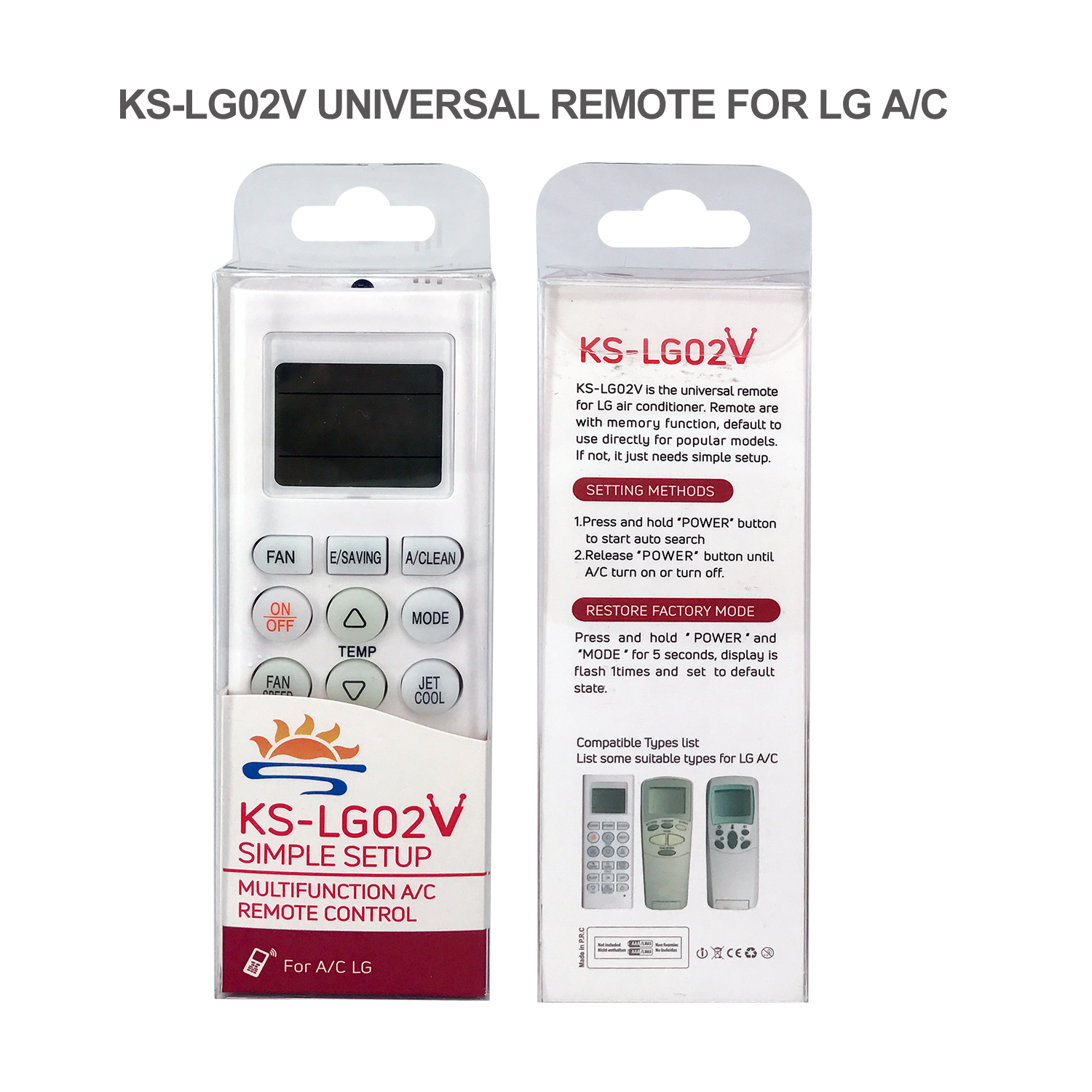 Universal Air Conditioner Replacement Remote for LG KS-LG02V Pic4 - SYSTO