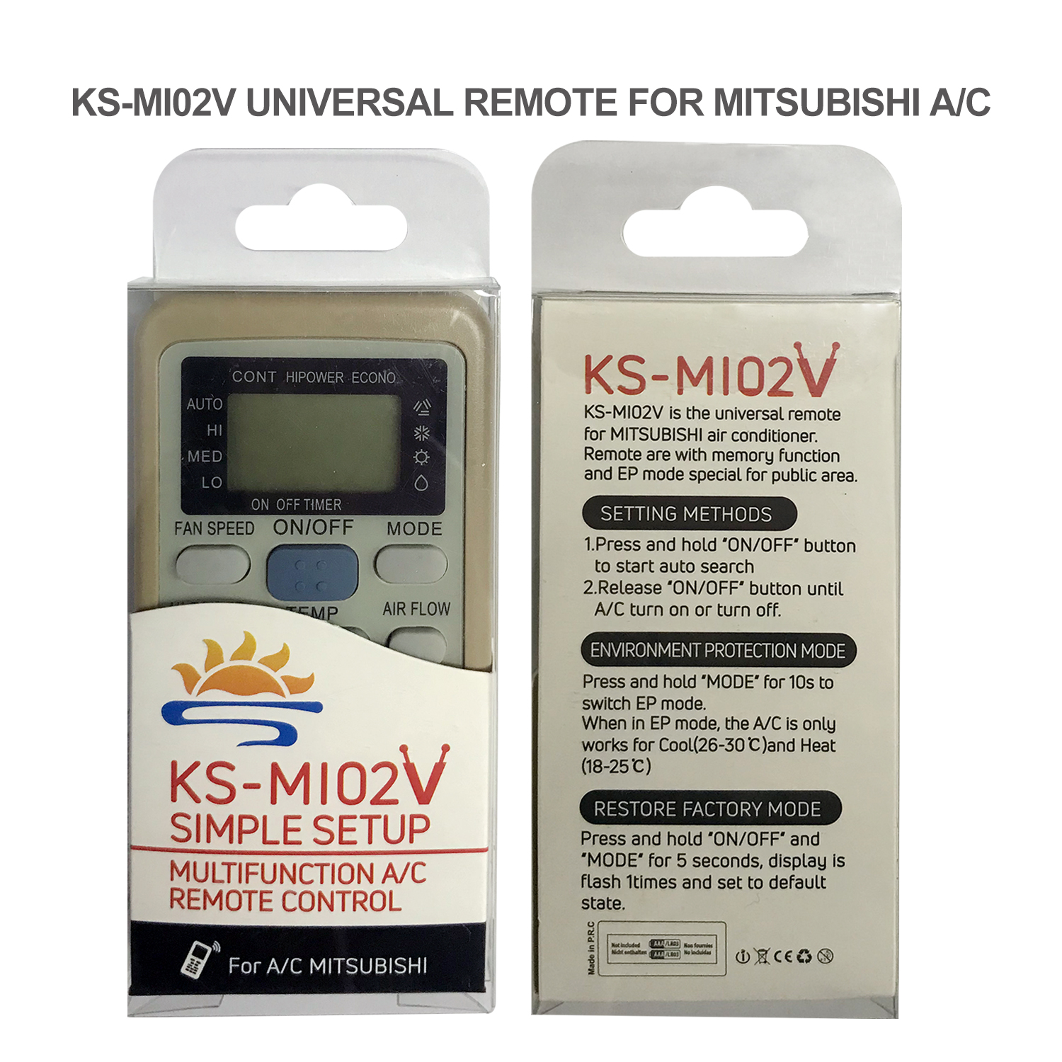 Universal Air Conditioner Replacement Remote for Mitisubishi KS-MI02V Pic4 - SYSTO