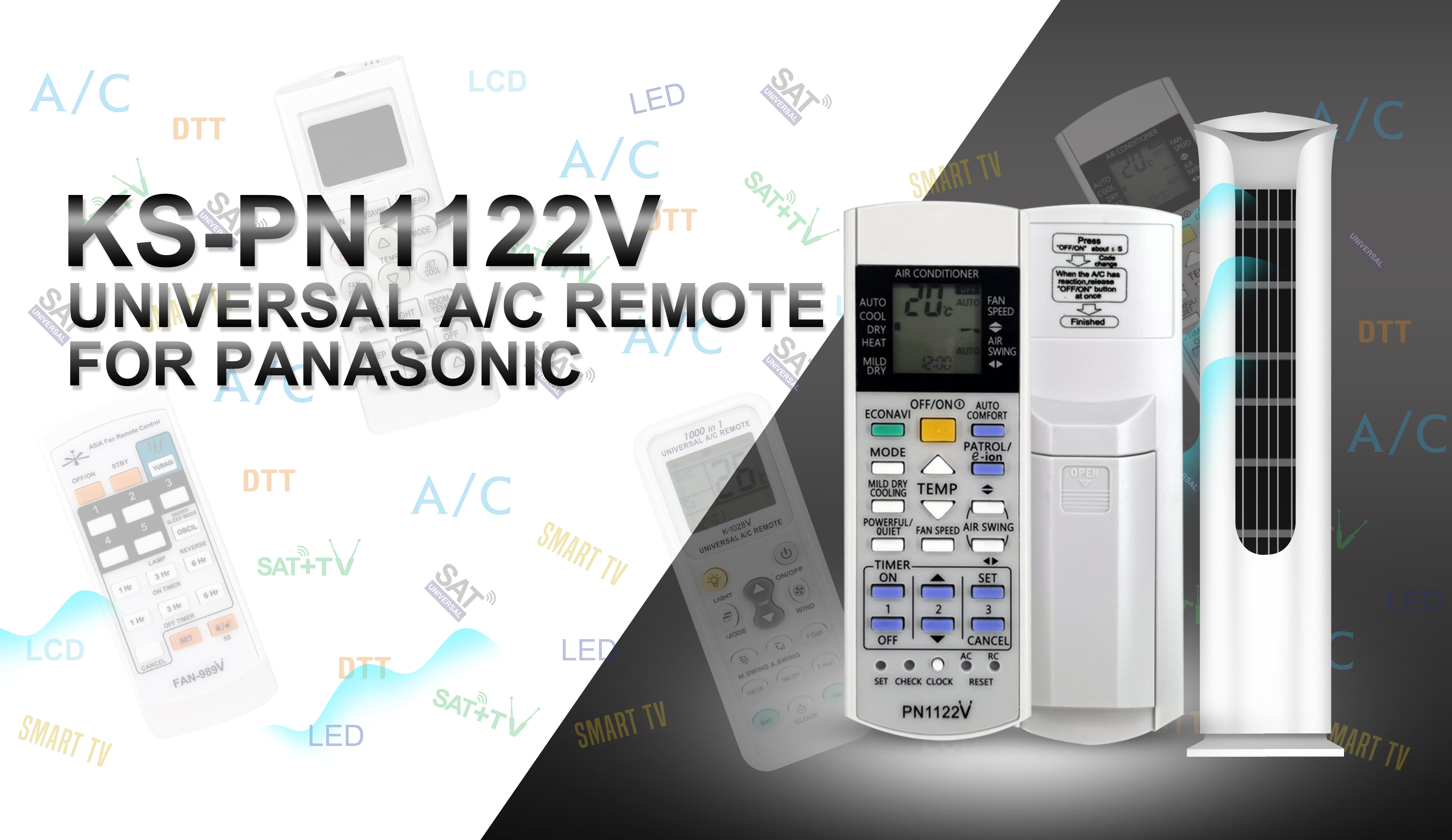 Video Cover of Universal Air Conditioner Replacement Remote for Panasonic KS-PN01V - SYSTO