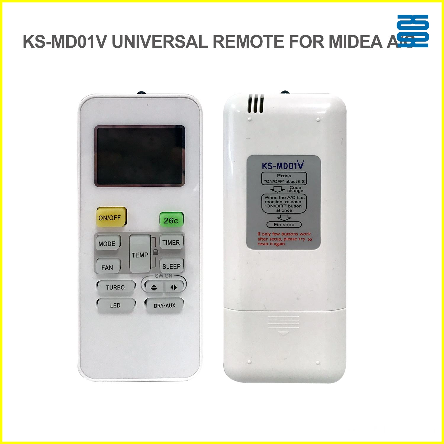 Control remoto universal de repuesto para aire acondicionado Midea KS-MD01V Pic3 - SYSTO