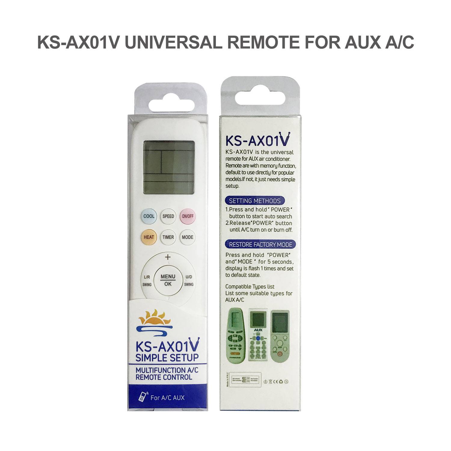 Universal Air Conditioner Replacement Remote for AUX KS-AX01V Pic4