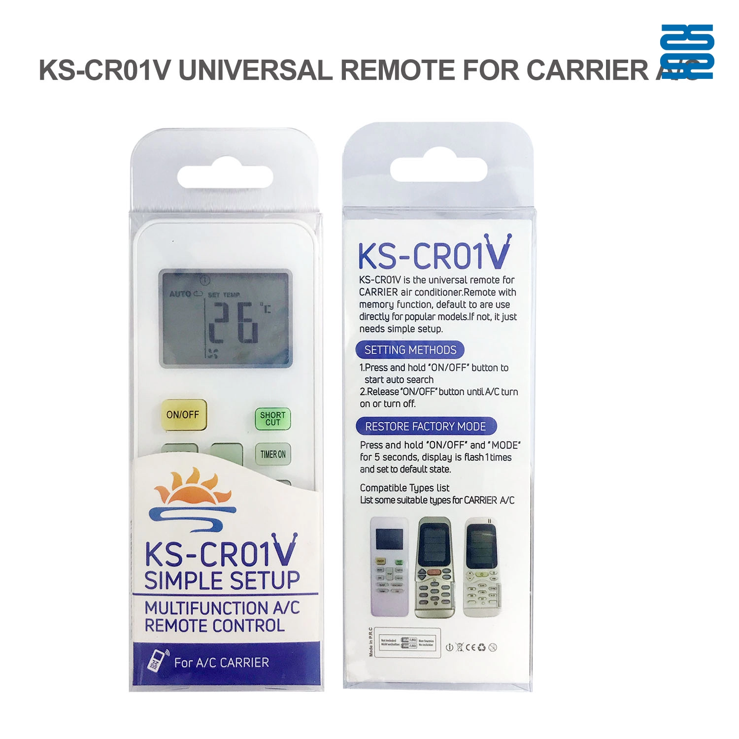 Universal Air Conditioner Replacement Remote for Carrier KS-CR01V Pic4 - SYSTO Universal Air Conditioner Replacement Remote for Carrier KS-CR01V Pic4 - SYSTO