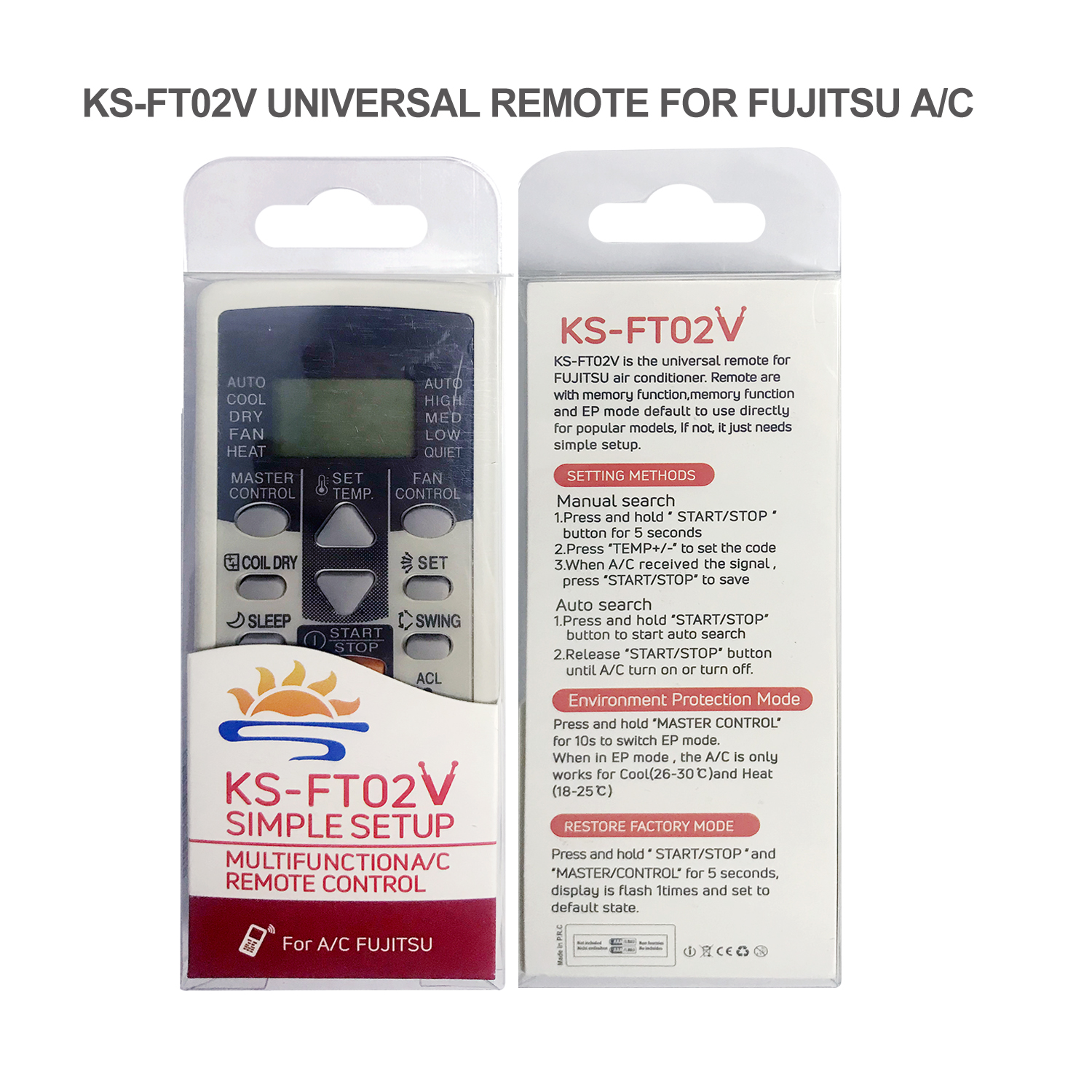 Universal Air Conditioner Replacement Remote for Fujitsu KS-FT02V Pic4 - SYSTO