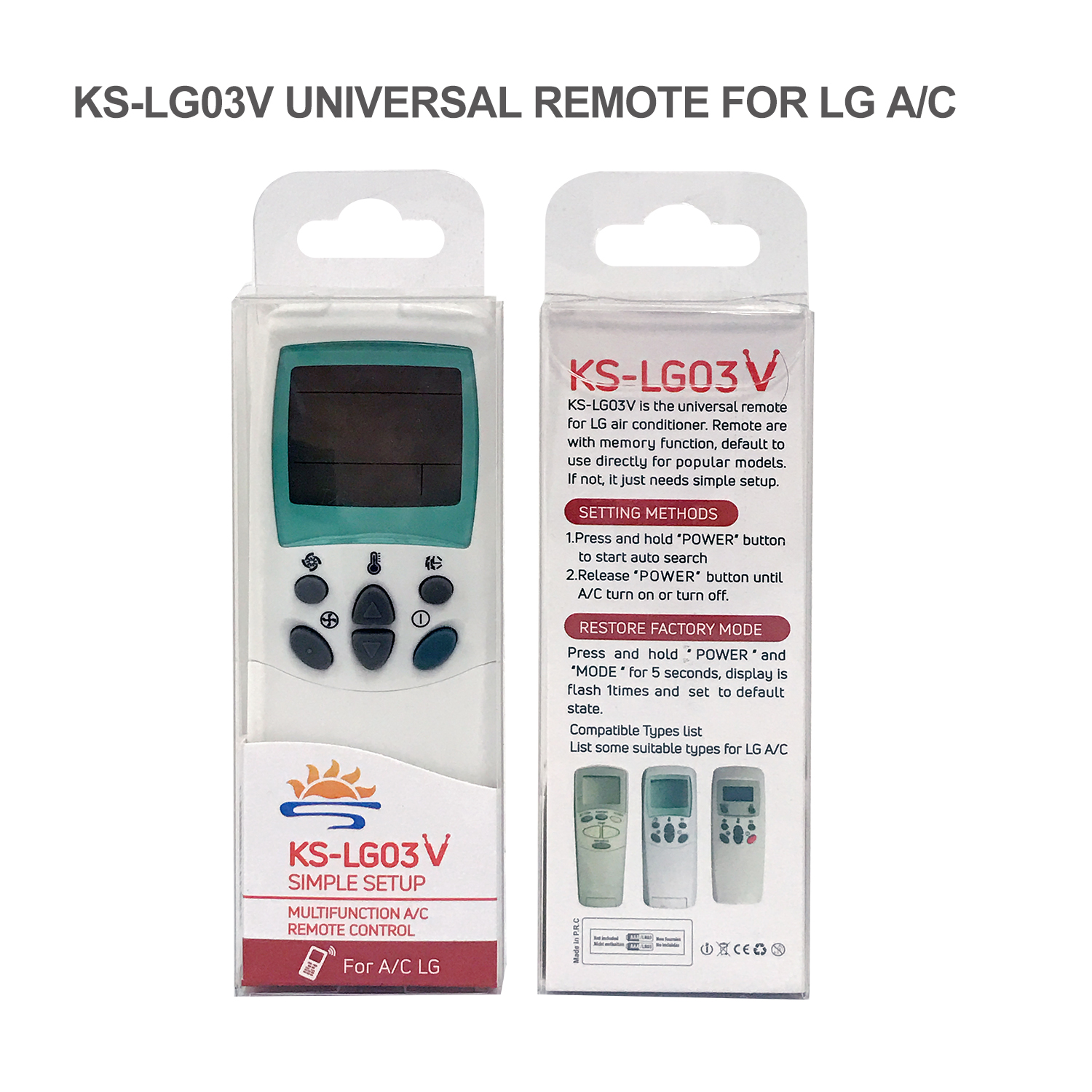Universal Air Conditioner Replacement Remote for LG KS-LG03V Pic4 - SYSTO