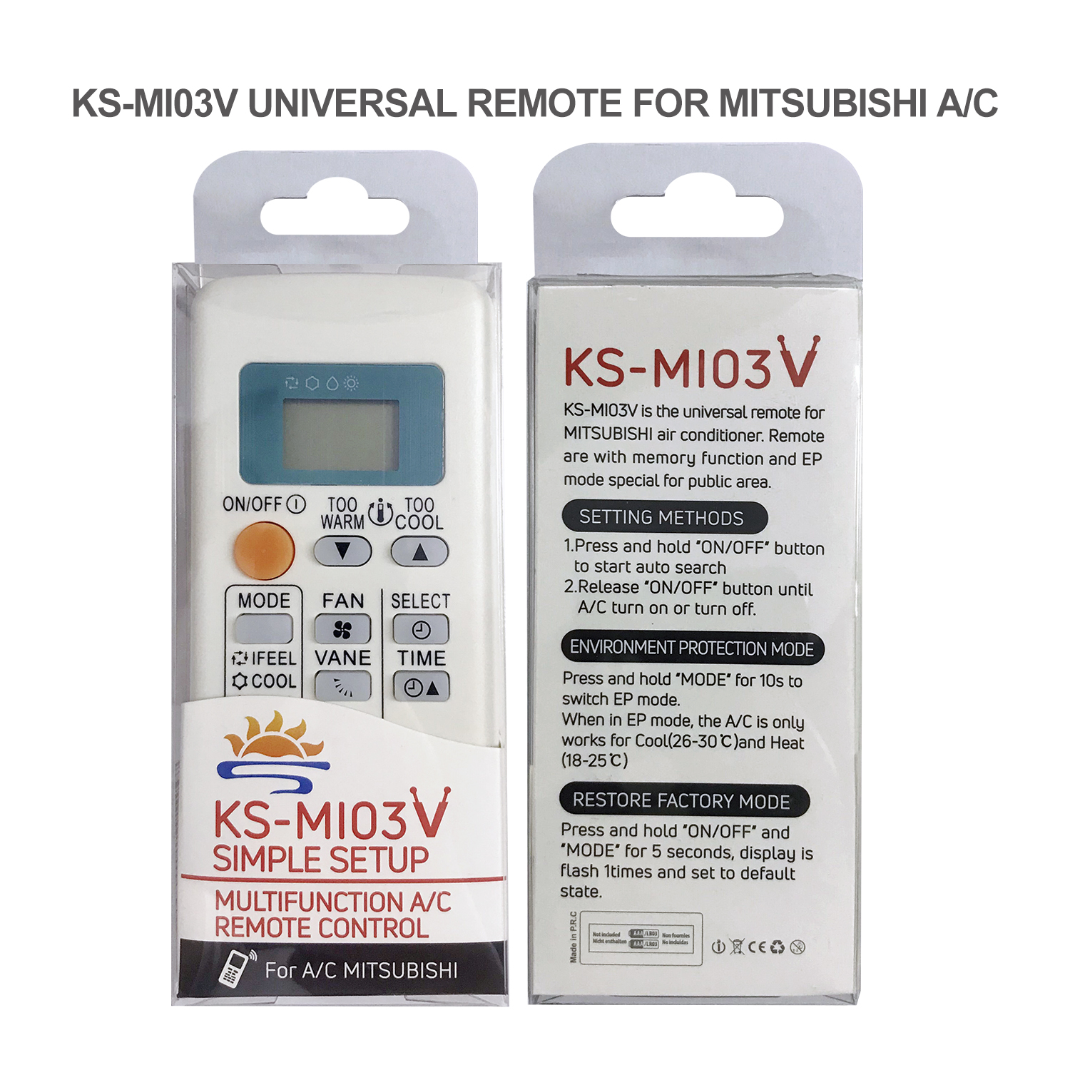 Universal Air Conditioner Replacement Remote for Mitisubishi KS-MI03V Pic4 - SYSTO