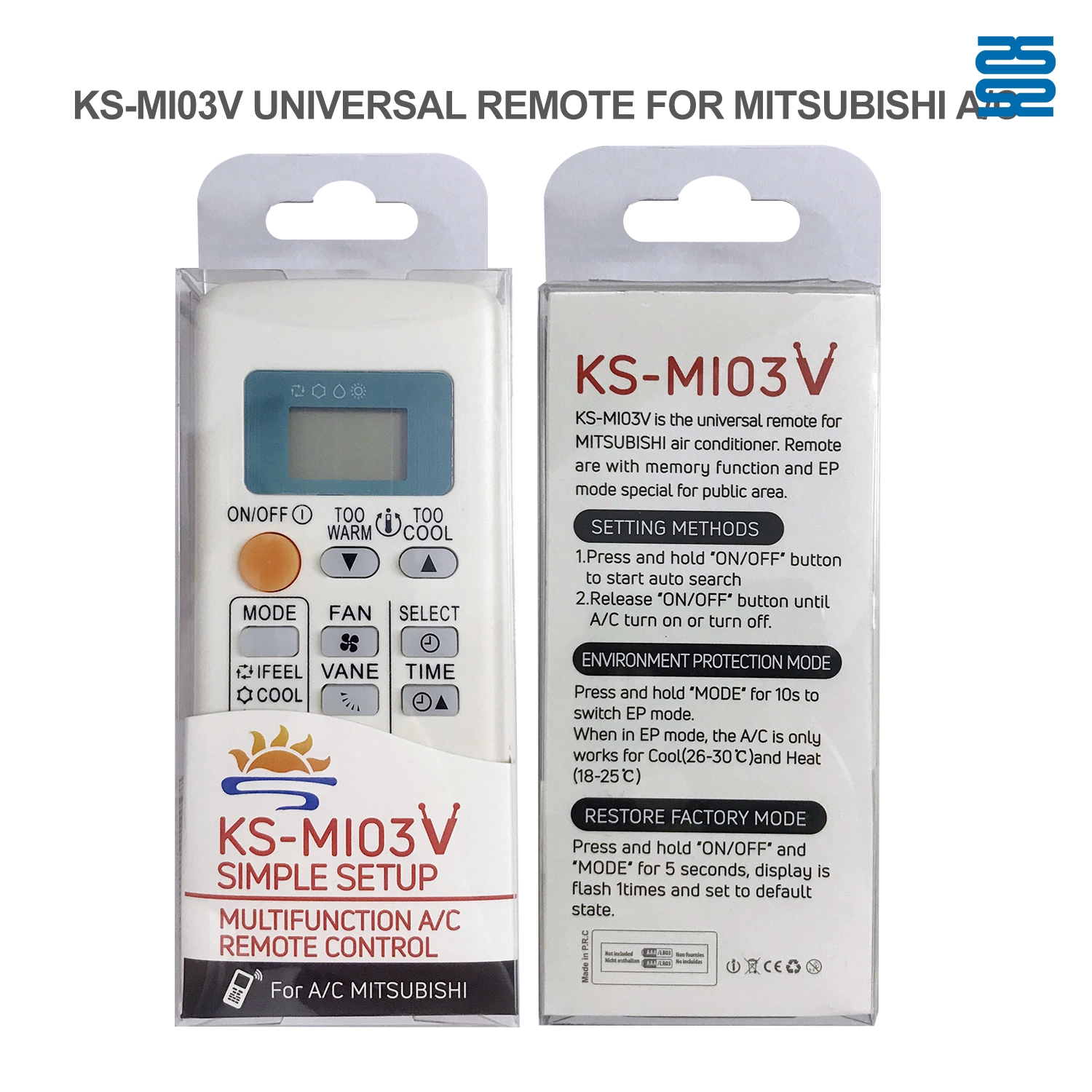 Universal Air Conditioner Replacement Remote for Mitisubishi KS-MI03V Pic4 - SYSTO Universal Air Conditioner Replacement Remote for Mitisubishi KS-MI03V Pic4 - SYSTO