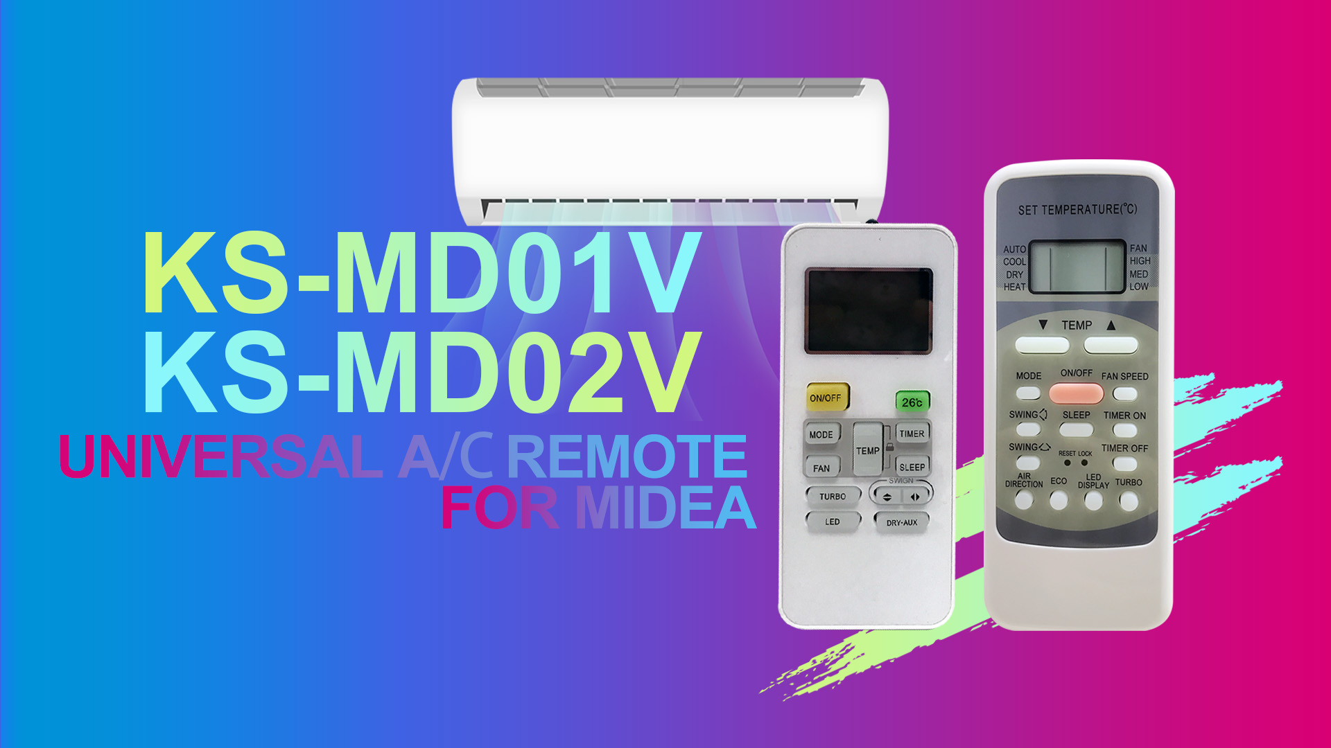 Video de la cubierta del control remoto universal de repuesto para aire acondicionado Midea KS-MD02V - SYSTO