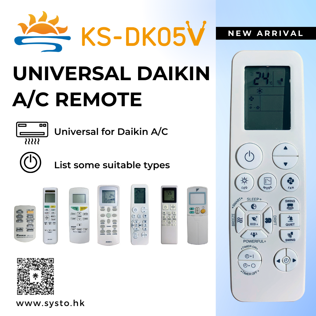 Posts of Universal Air Conditioner Replacement Remote for Daikin KS-DK05V - SYSTO