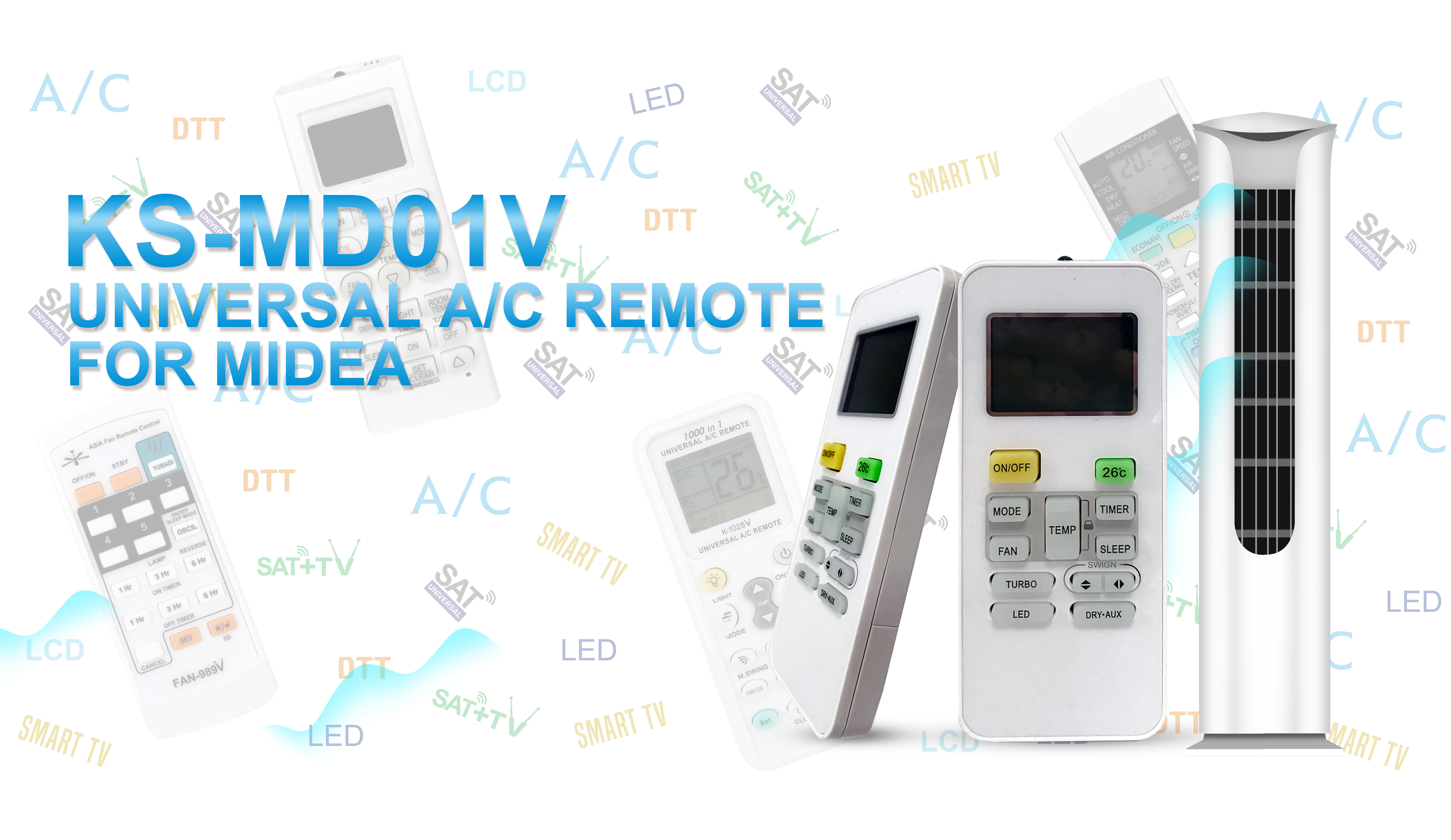 Jalada la Video la Kidhibiti cha Mbali cha Kiyoyozi cha Universal kwa Midea KS-MD01V - SYSTO