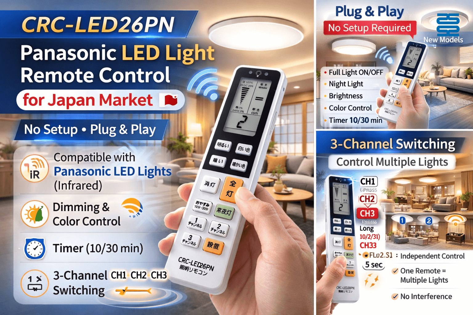 CRC-LED26PN – Panasonic LED Light Remote Control for Japan Market CRC-LED26PN – Panasonic LED Light Remote Control for Japan Market