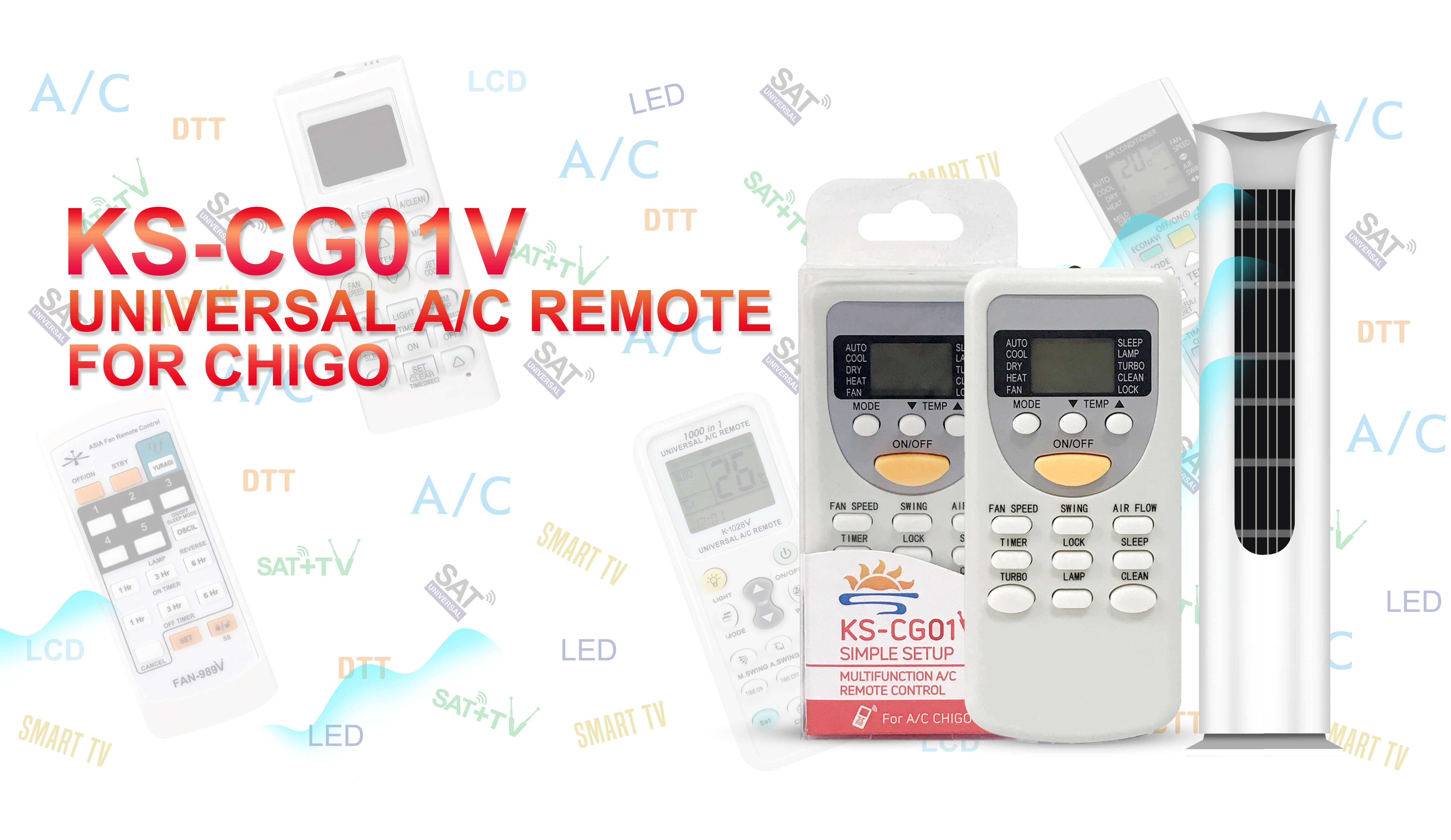 Video Cover of Universal Air Conditioner Replacement Remote for Chigo KS-CG01V - SYSTO