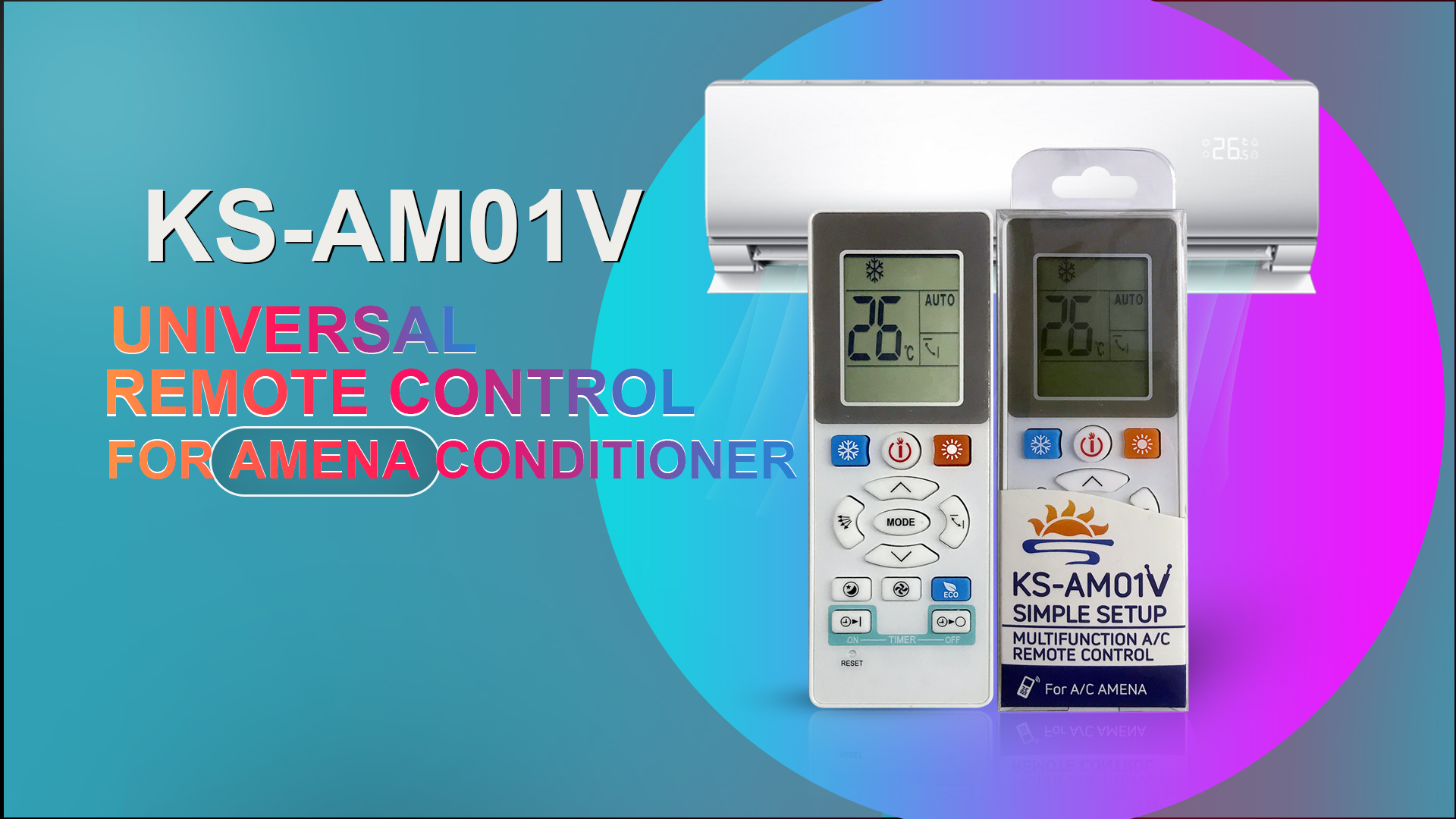 Video Cover Universal Air Conditioner Replacement Remote for Amena KS-AM01V in Thailand Market - SYSTO