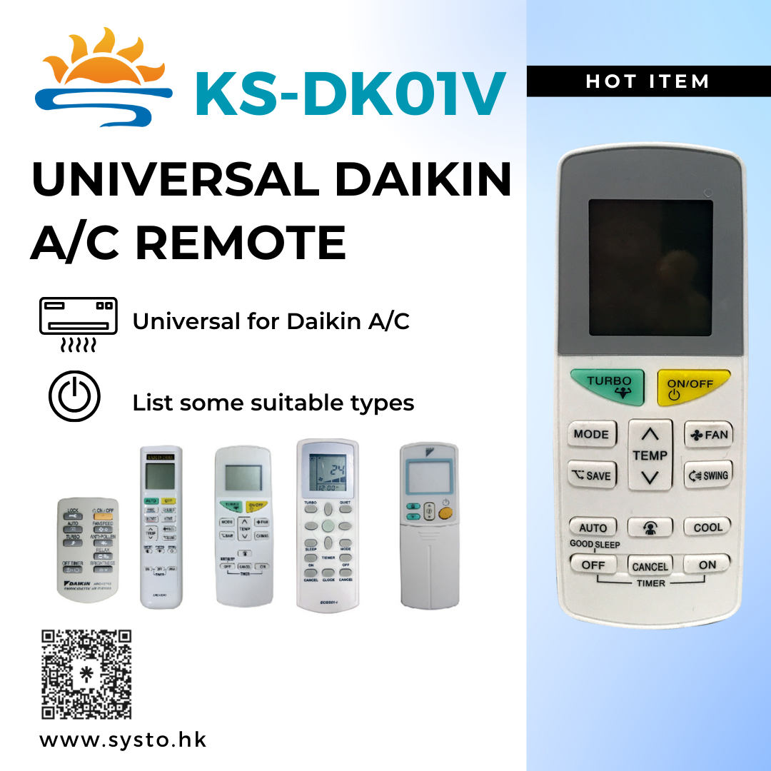 Model Lists of Universal Daikin Air Con Remote KS-DK01V - SYSTO