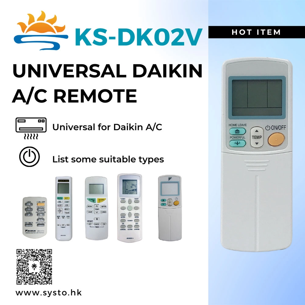 Model Lists of Universal Daikin Air Con Remote KS-DK02V - SYSTO