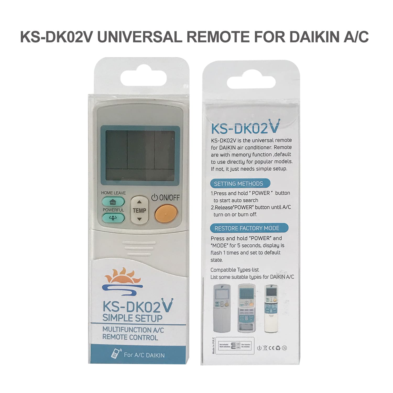 Universal Daikin Air Con Remote KS-DK02V Pic3