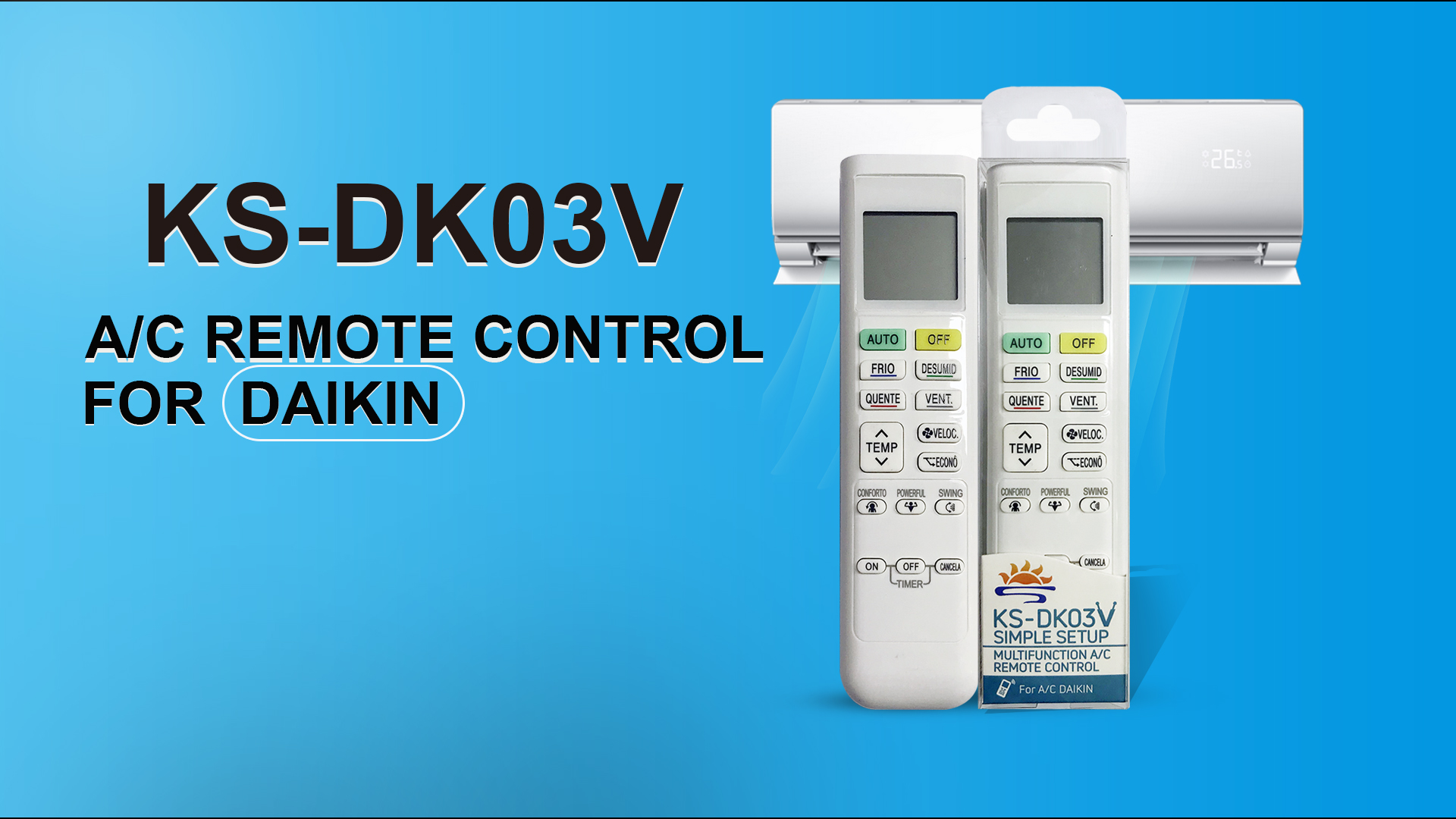 Video Cover of Universal Air Conditioner Replacement Remote for Daikin KS-DK03V - SYSTO