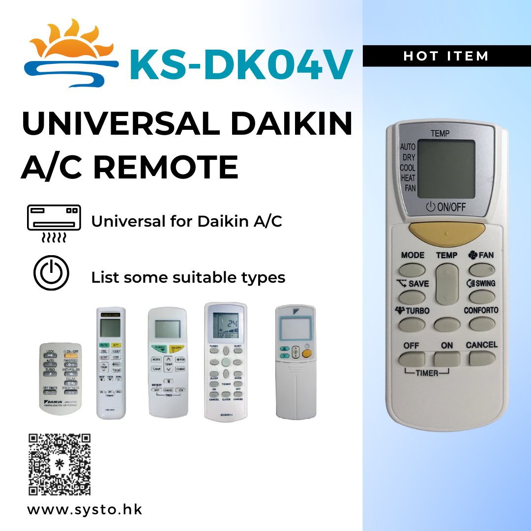 Posts of Universal Air Conditioner Replacement Remote for Daikin KS-DK04V - SYSTO