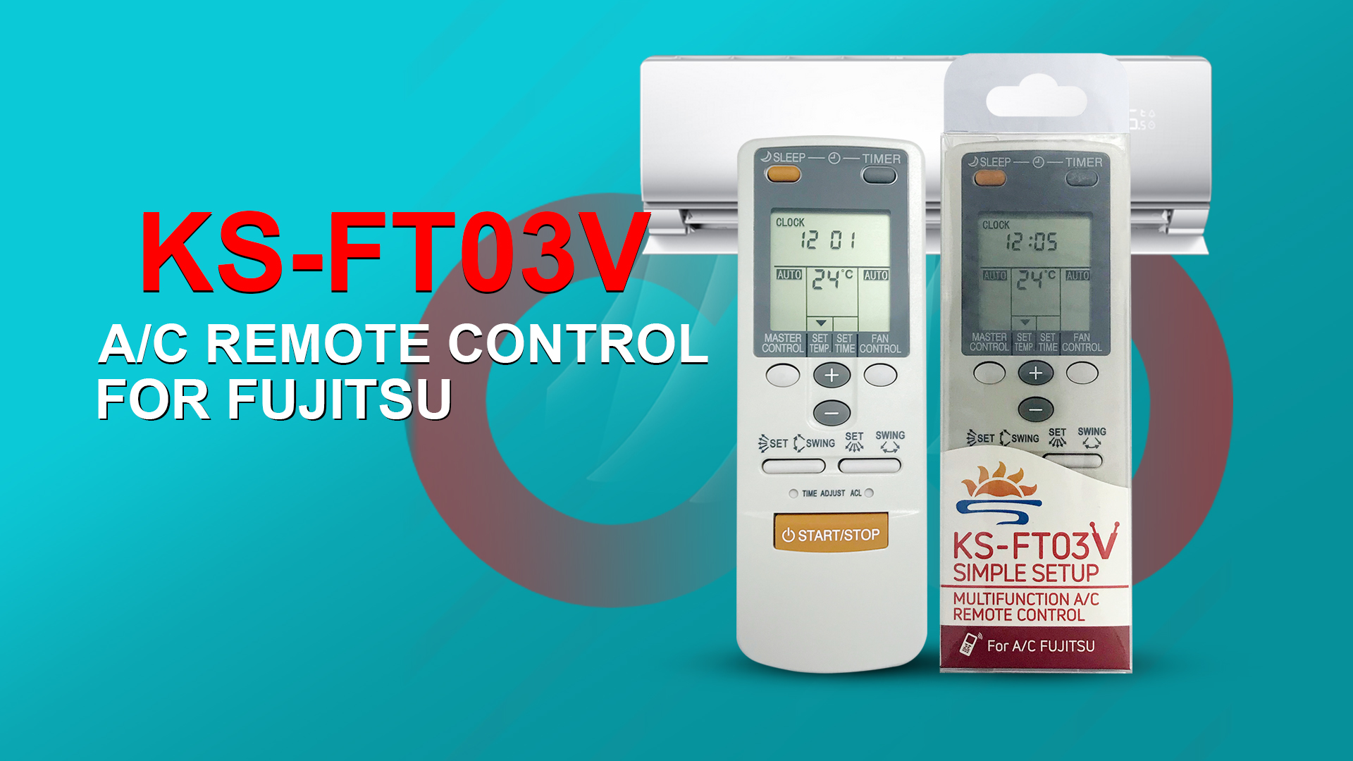 Video Cover of Universal Air Conditioner Replacement Remote for Fujitsu KS-FT03V - SYSTO