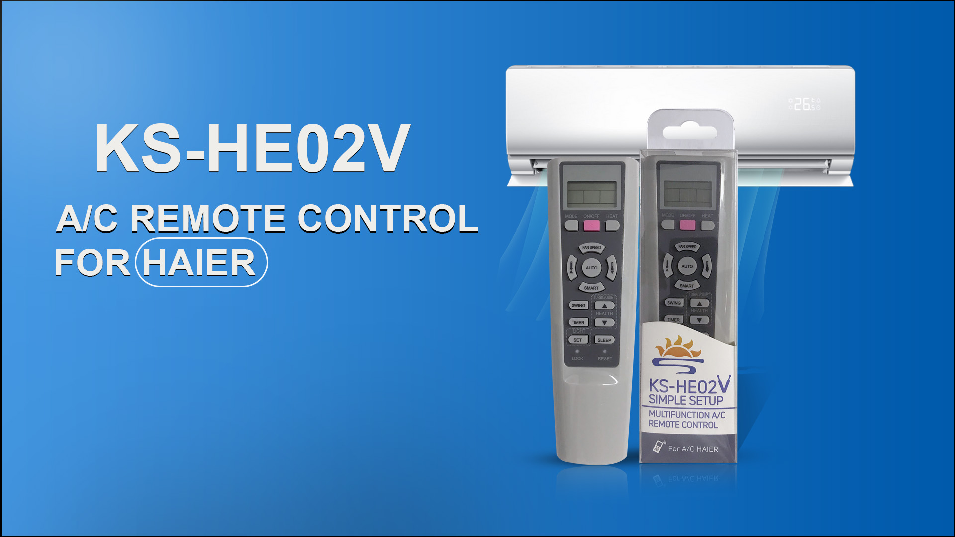 Video Cover of Universal Air Conditioner Replacement Remote for Haier KS-HE02V - SYSTO