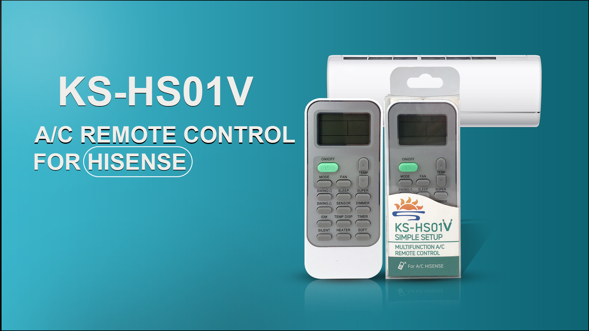 Video Cover of Universal Air Conditioner Replacement Remote for Hisense KS-HS01V - SYSTO