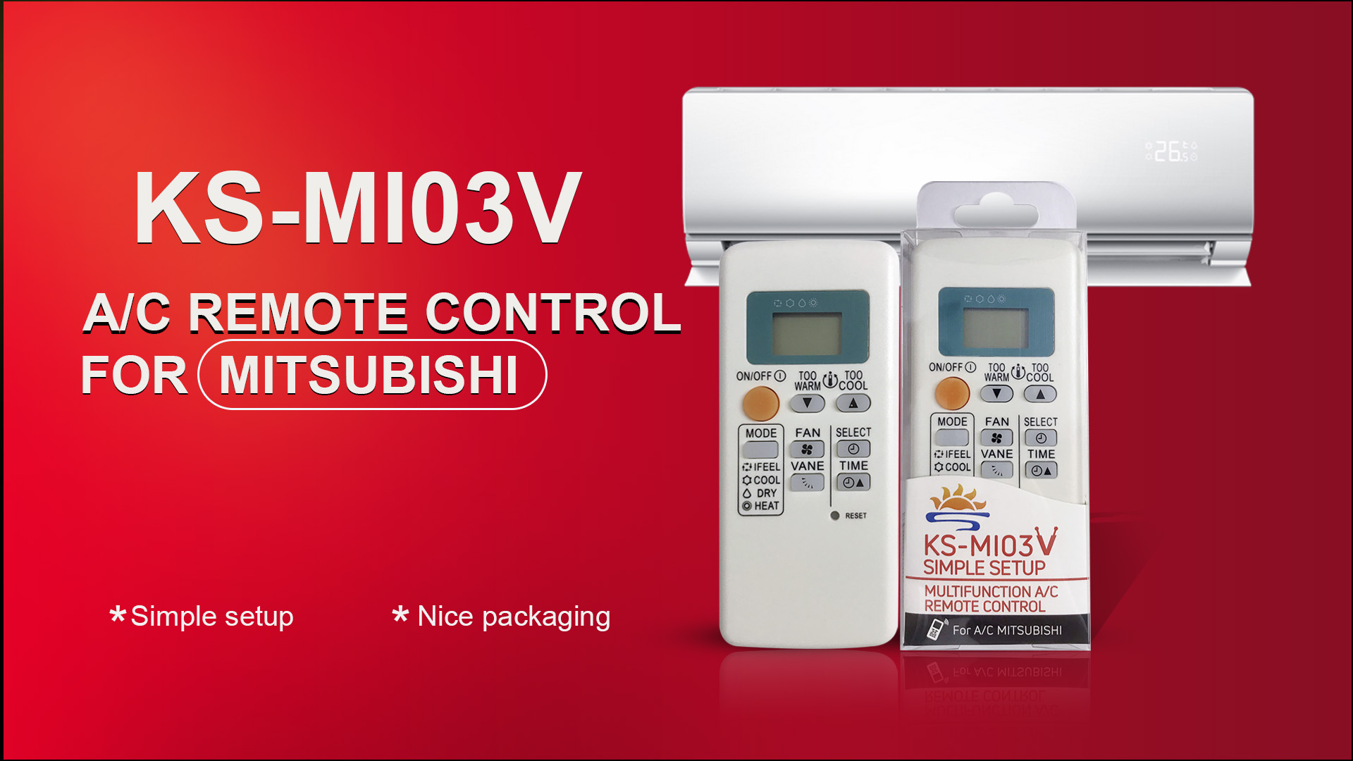 Video Cover of Universal Air Conditioner Replacement Remote for Mitisubishi KS-MI03V - SYSTO