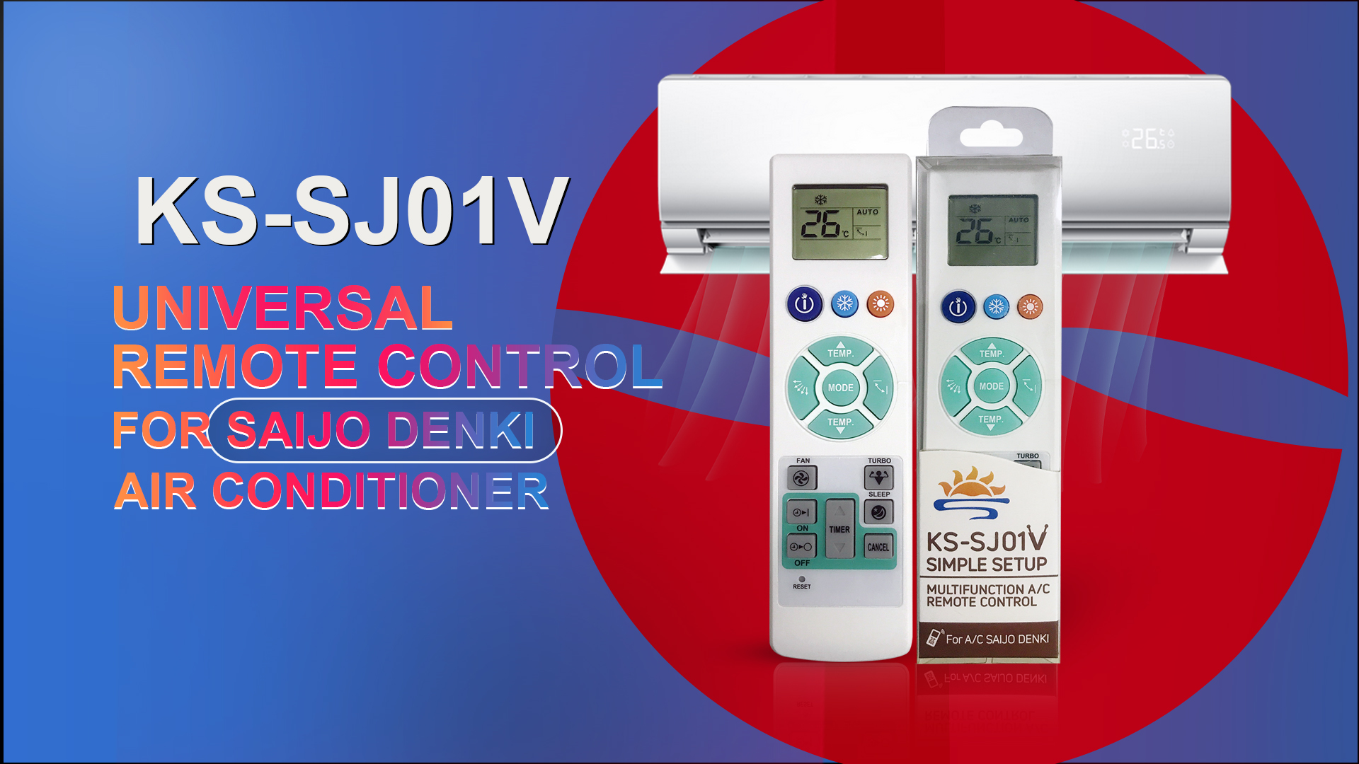 Video Cover of Universal Air Conditioner Replacement Remote for Saijo Denki KS-SJ01V in Thailand Market - SYSTO