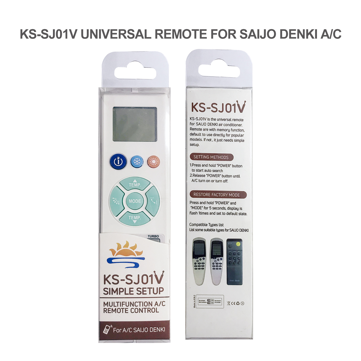 Universal Air Conditioner Replacement Remote for Saijo Denki KS-SJ01V in Thailand Market Pic4 - SYSTO
