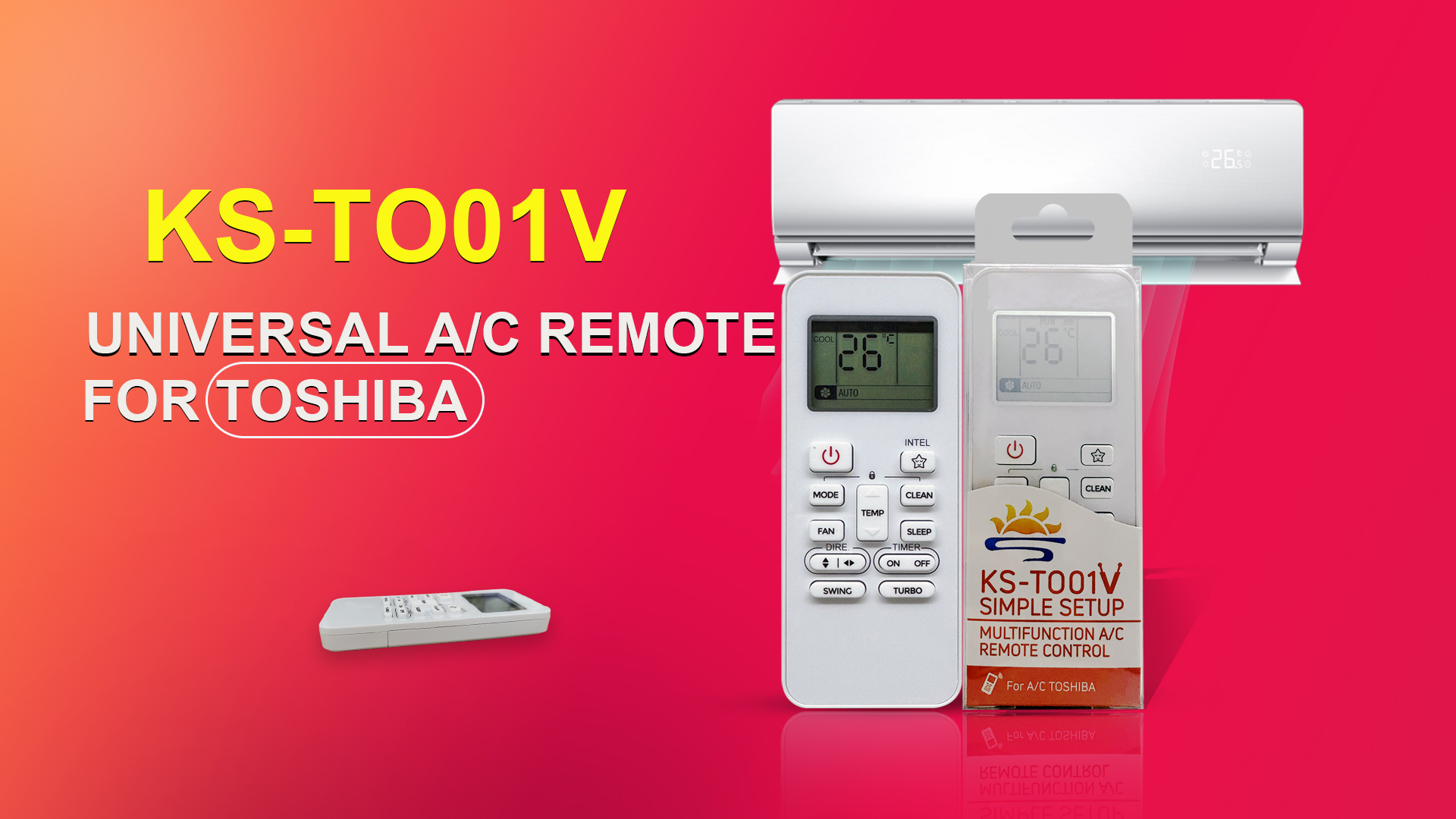 Video Cover of Universal Air Conditioner Replacement Remote for Toshiba KS-TO01V - SYSTO