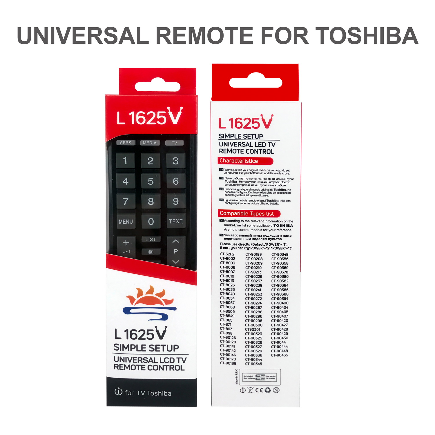 Toshiba Universal TV Infrared Remote Control L1625V Pic3