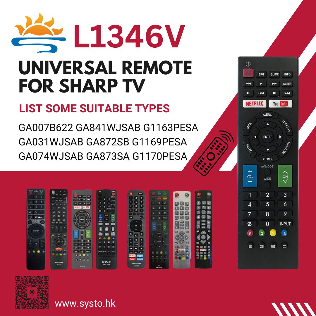 Model List of Sharp Universal TV Infrared Remote Control L1346V - SYSTO