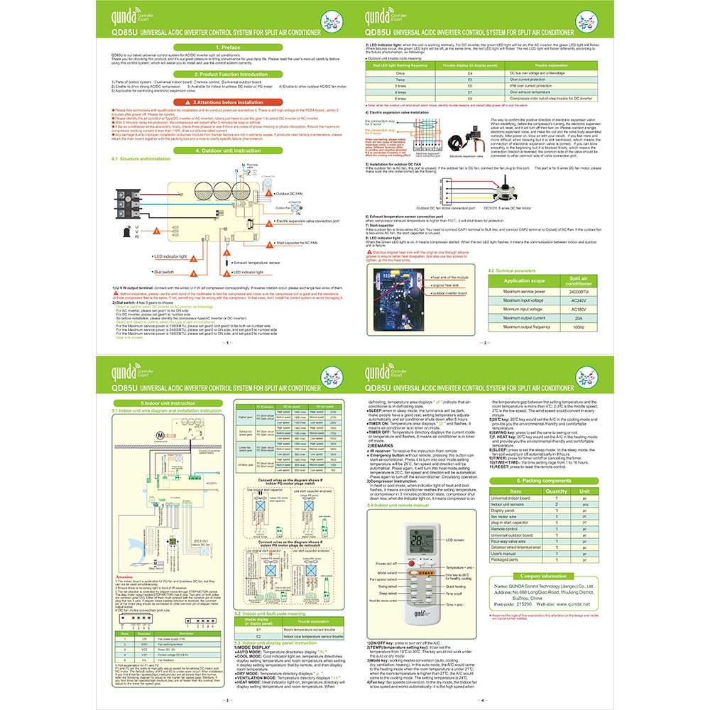 The Instruction of Universal Inverter Air Cond Control System QD85U