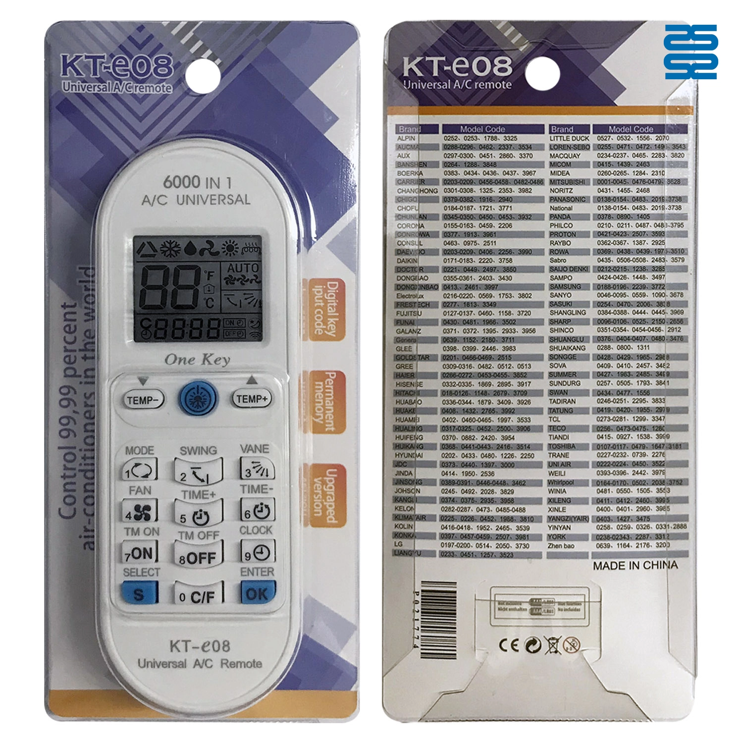 Комплект универсального сменного пульта дистанционного управления для кондиционеров KT-E08 (для локальных и неоригинальных устройств) - SYSTO Комплект универсального сменного пульта дистанционного управления для кондиционеров KT-E08 (для локальных и неоригинальных устройств) - SYSTO