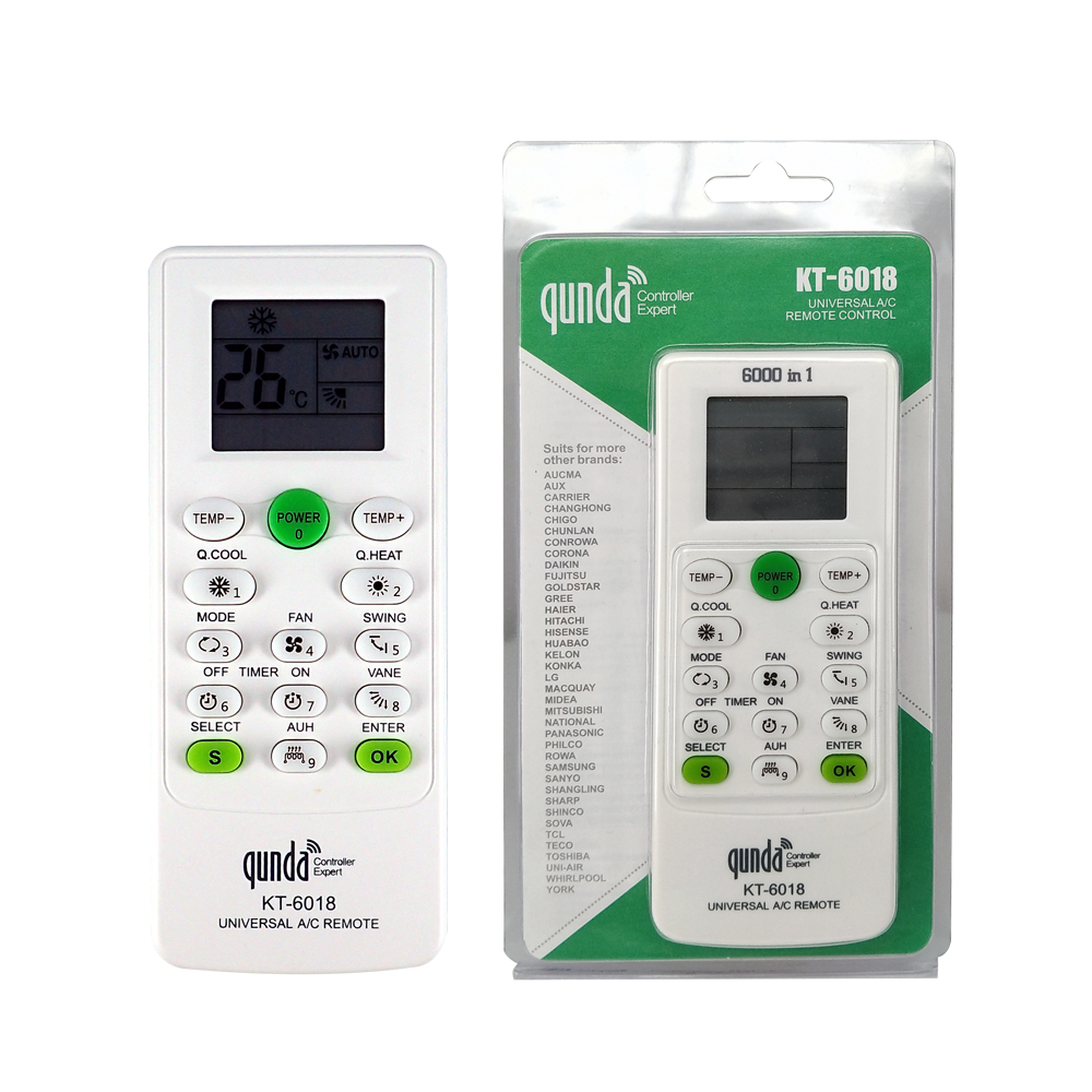 Kifurushi cha msimbo 6000 katika 1 KT-6018 Universal Air Conditioner Replacement Remote kwa Kijijini na Kisicho cha Chapa - SYSTO