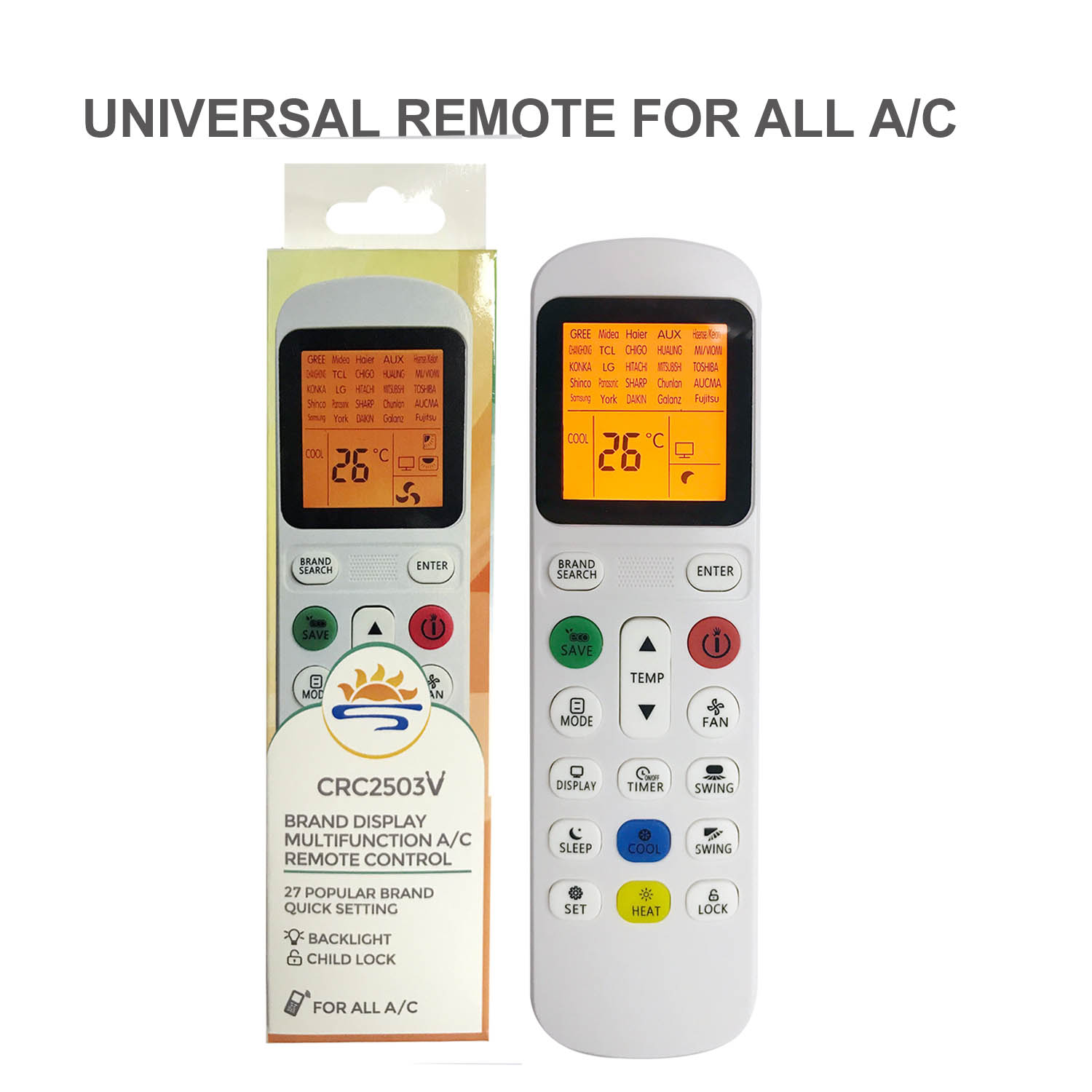 Universal Air Con Remote CRC2503V with package