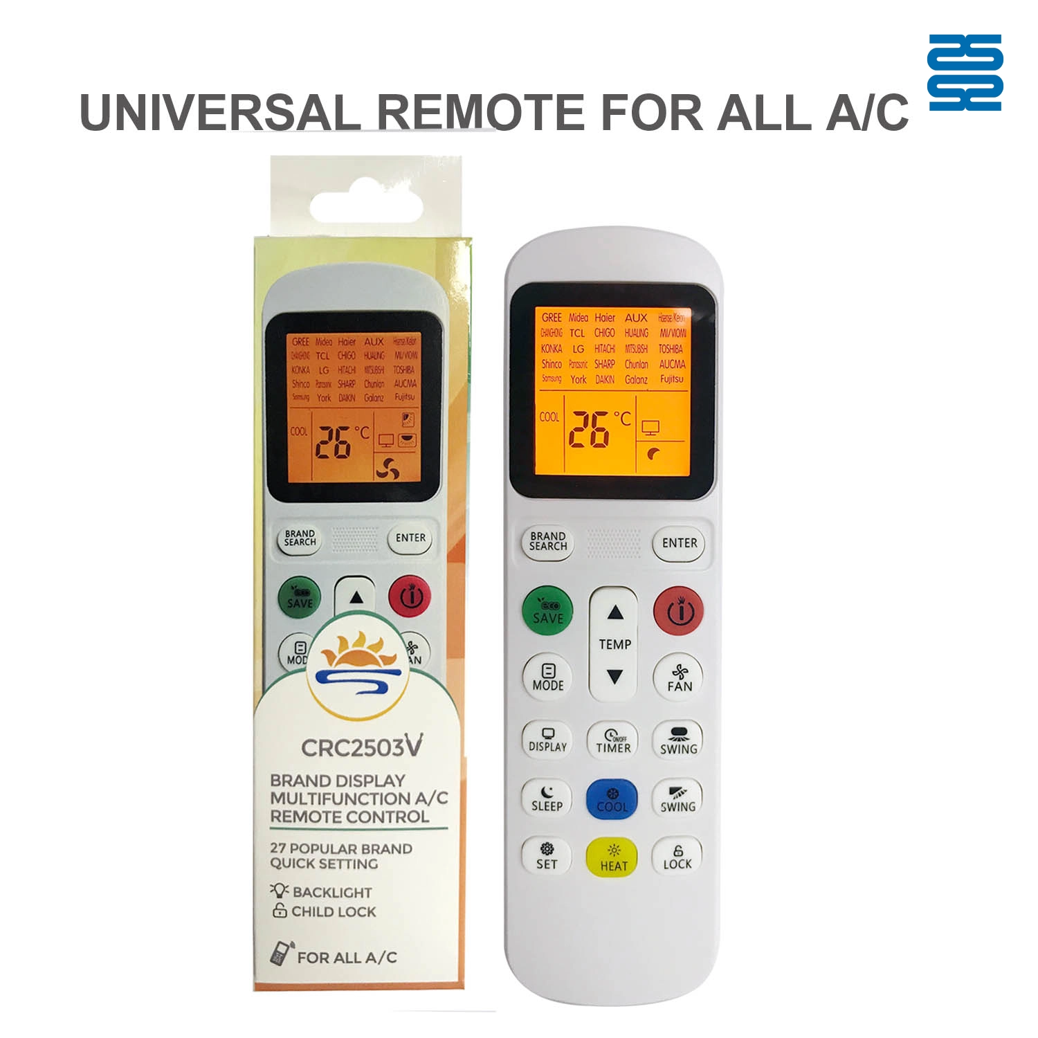 Universal Air Con Remote CRC2503V with package - SYSTO Universal Air Con Remote CRC2503V with package - SYSTO