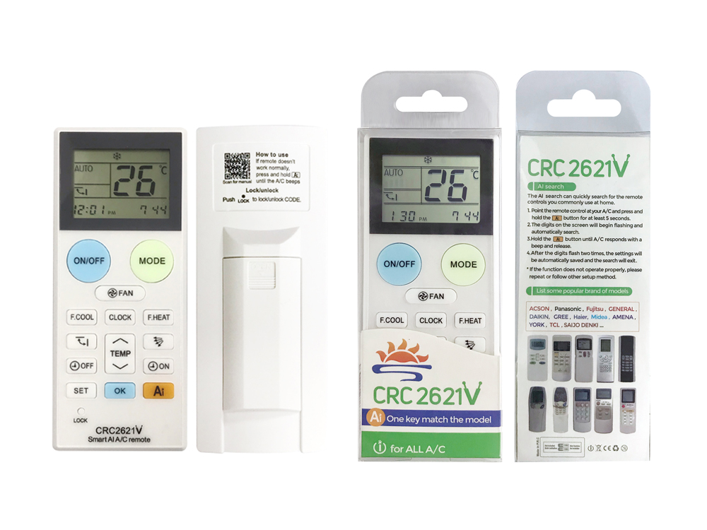 Package of CRC2621V Universal Air Conditioner Replacement Remote for Local and Non-Brand in South-Asia Market - SYSTO