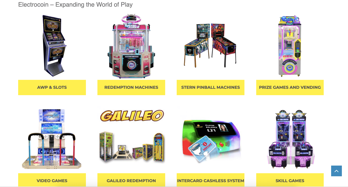 electrocoin Arcade Machine Manufacturer