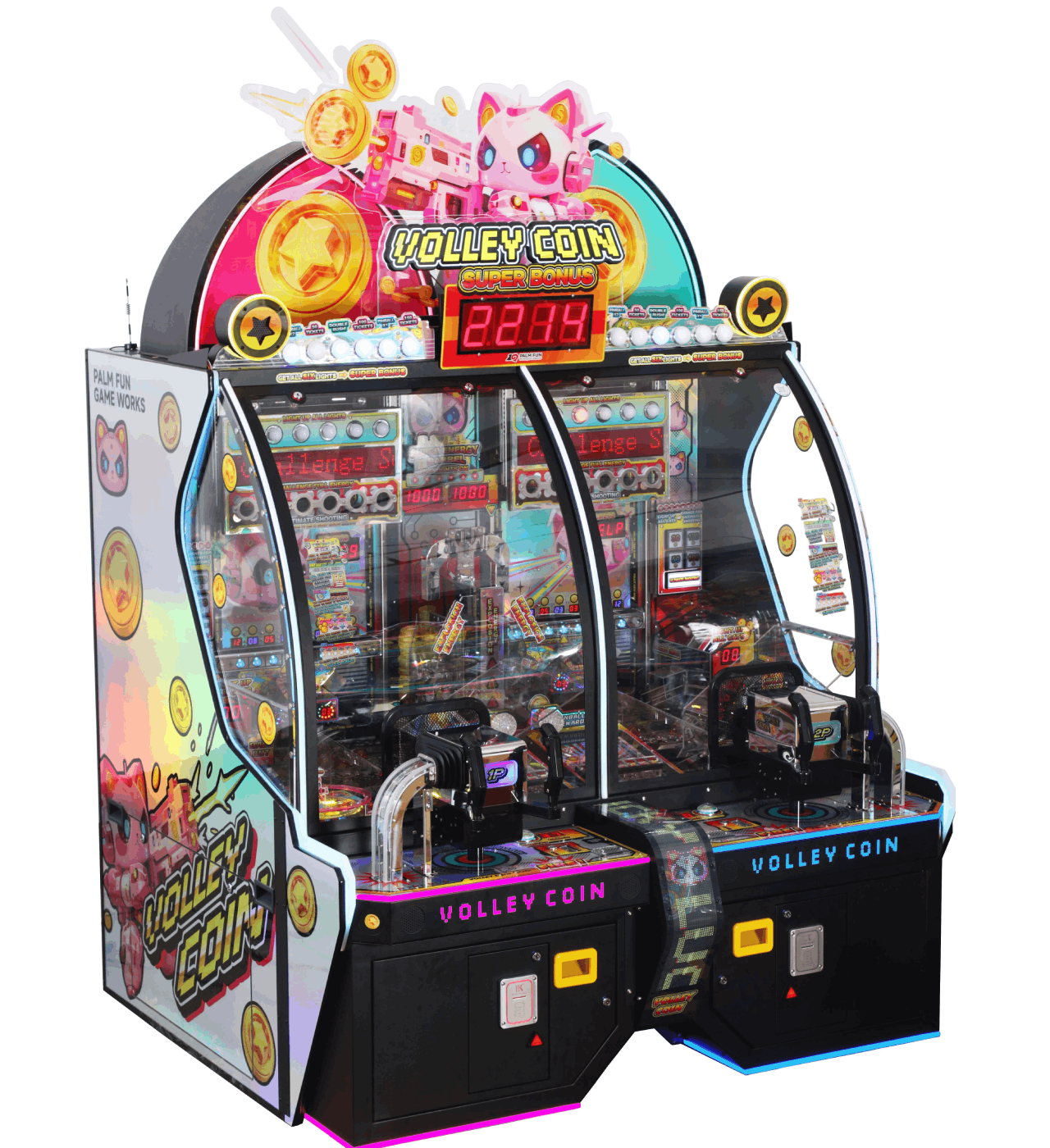 Вид сбоку на игровой автомат PALM FUN Volley Coin.