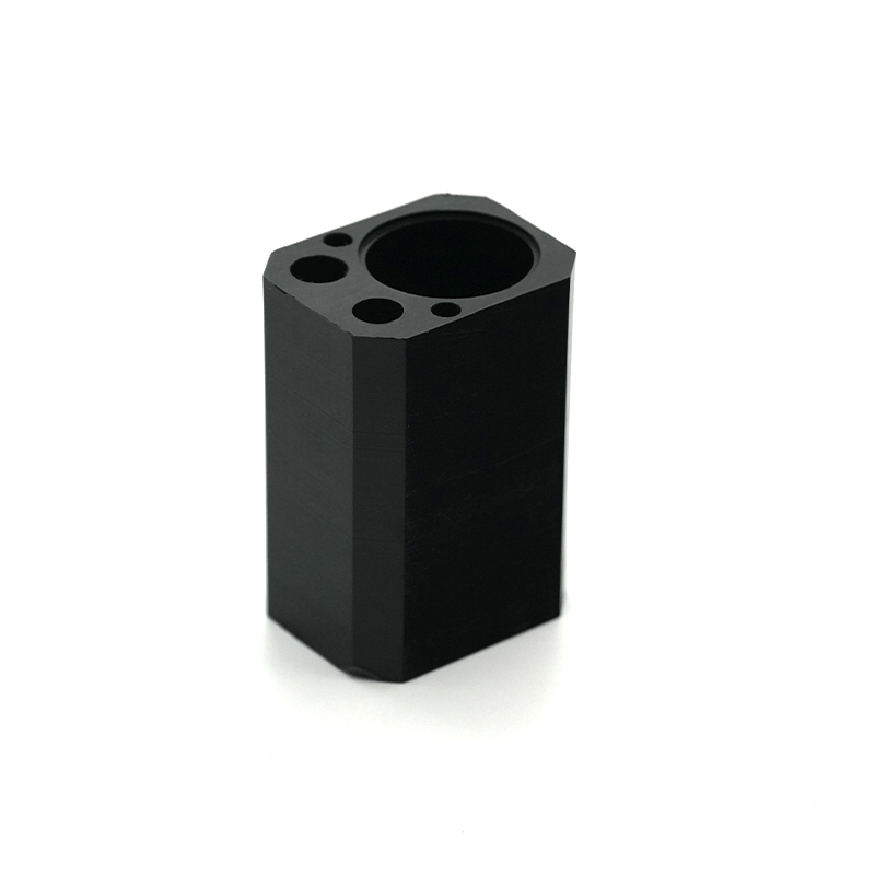 Black POM holder manufactured by CNC4