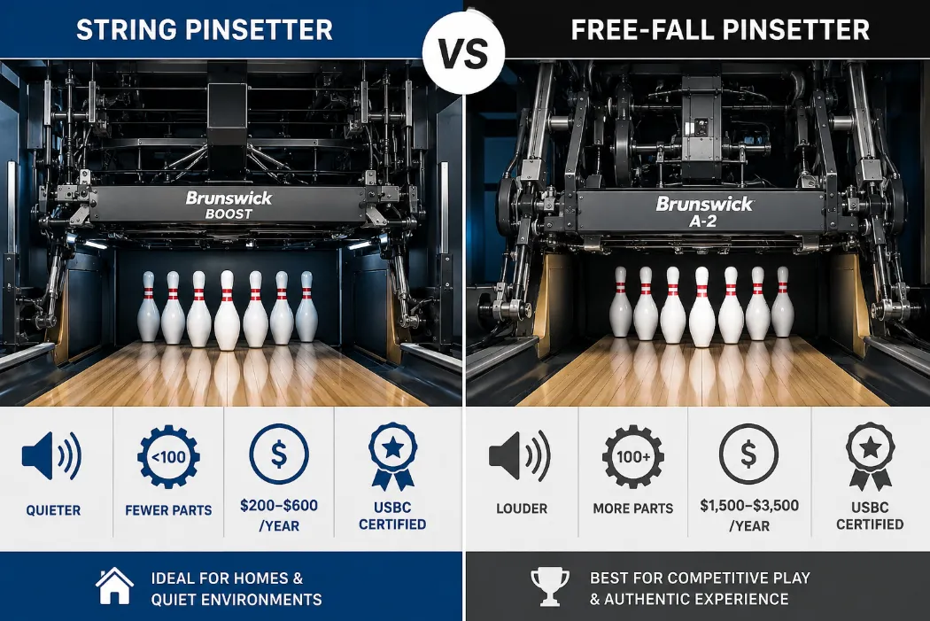 String Pinsetter Cost vs. Free-Fall Pinsetter Cost String Pinsetter Cost vs. Free-Fall Pinsetter Cost