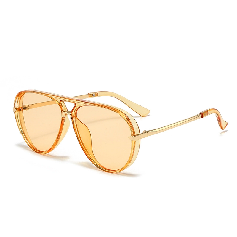 plastic frame metal temple sunglasses - KARUSON sku-2-C2透明桔片 - KARUSON