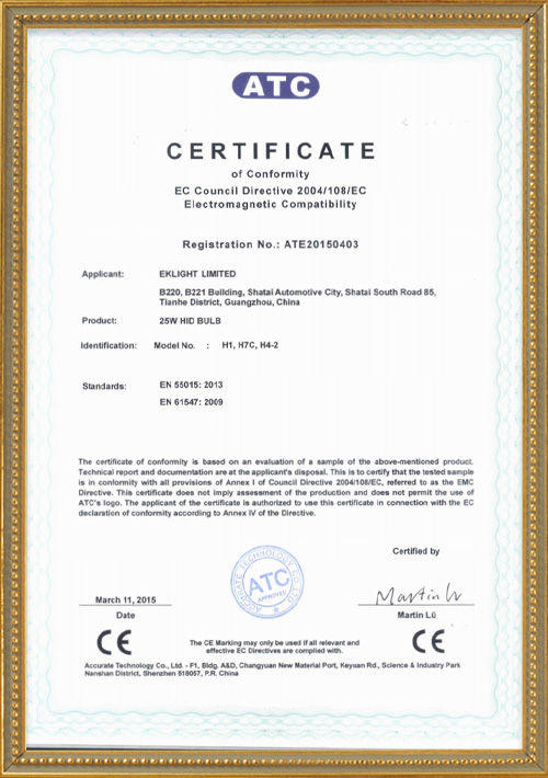 EKLIGHT-HID-bulb-CE-EMC-Certificates