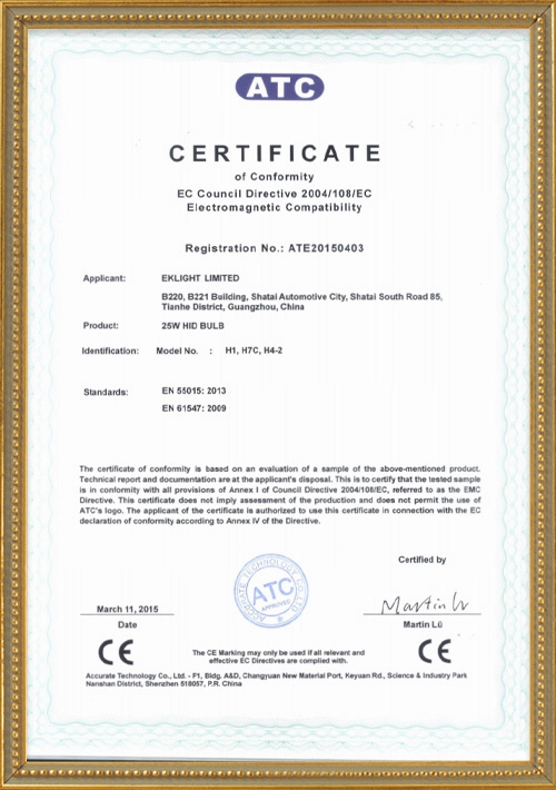 EKLIGHT-HID-bulb-CE-EMC-Certificates - EKLIGHT