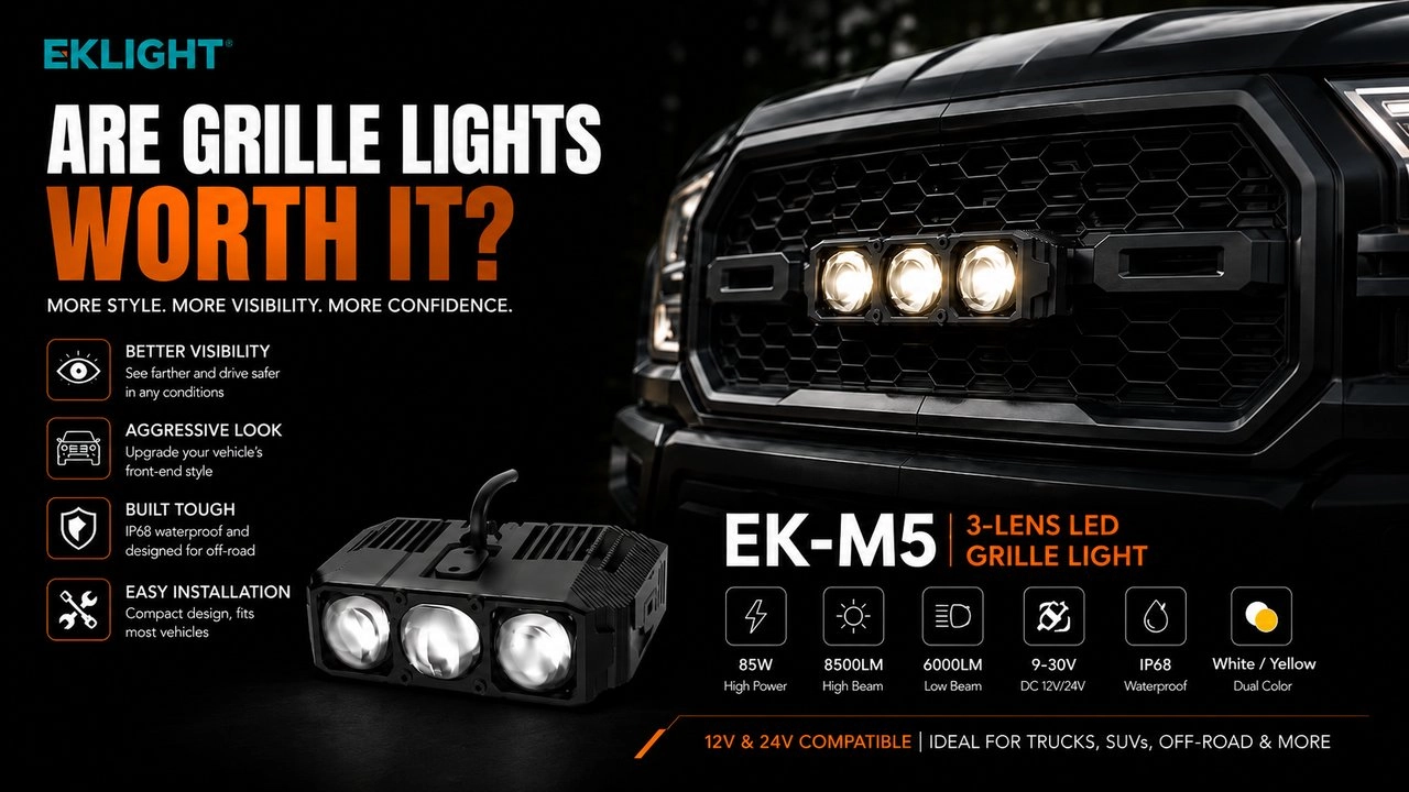 eklight m5 grille driving light auxiliary lamp car truck motorcycle spotlight worklight headlight headlamp automotive - EKLIGHT