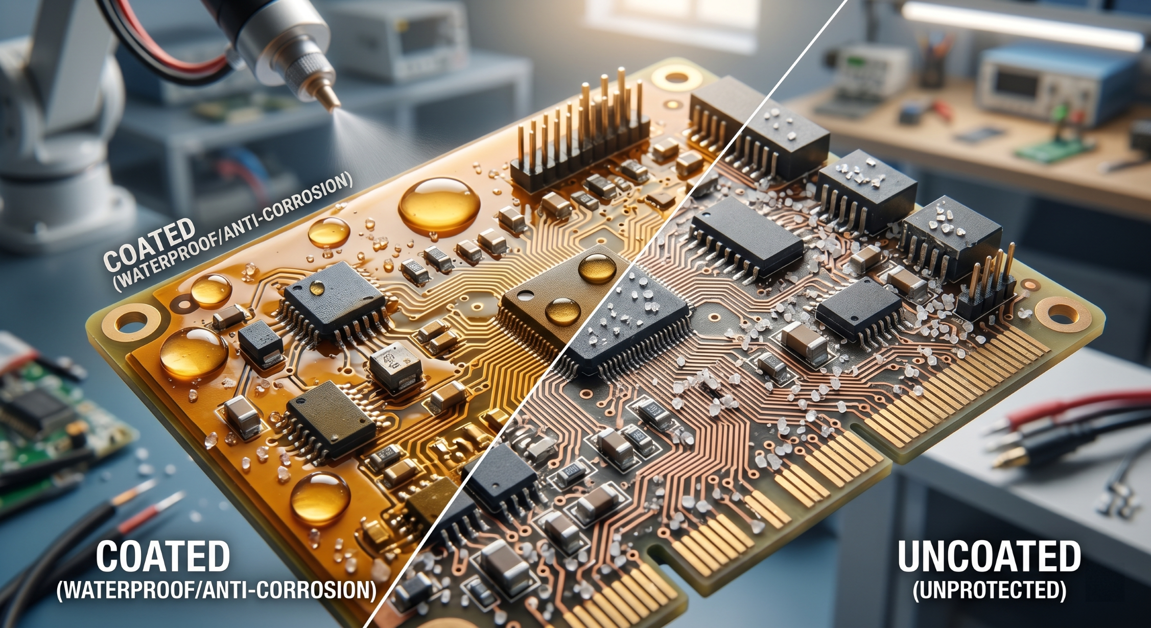 Applying conformal coating to weather-resistant inverter PCBA for harsh environments