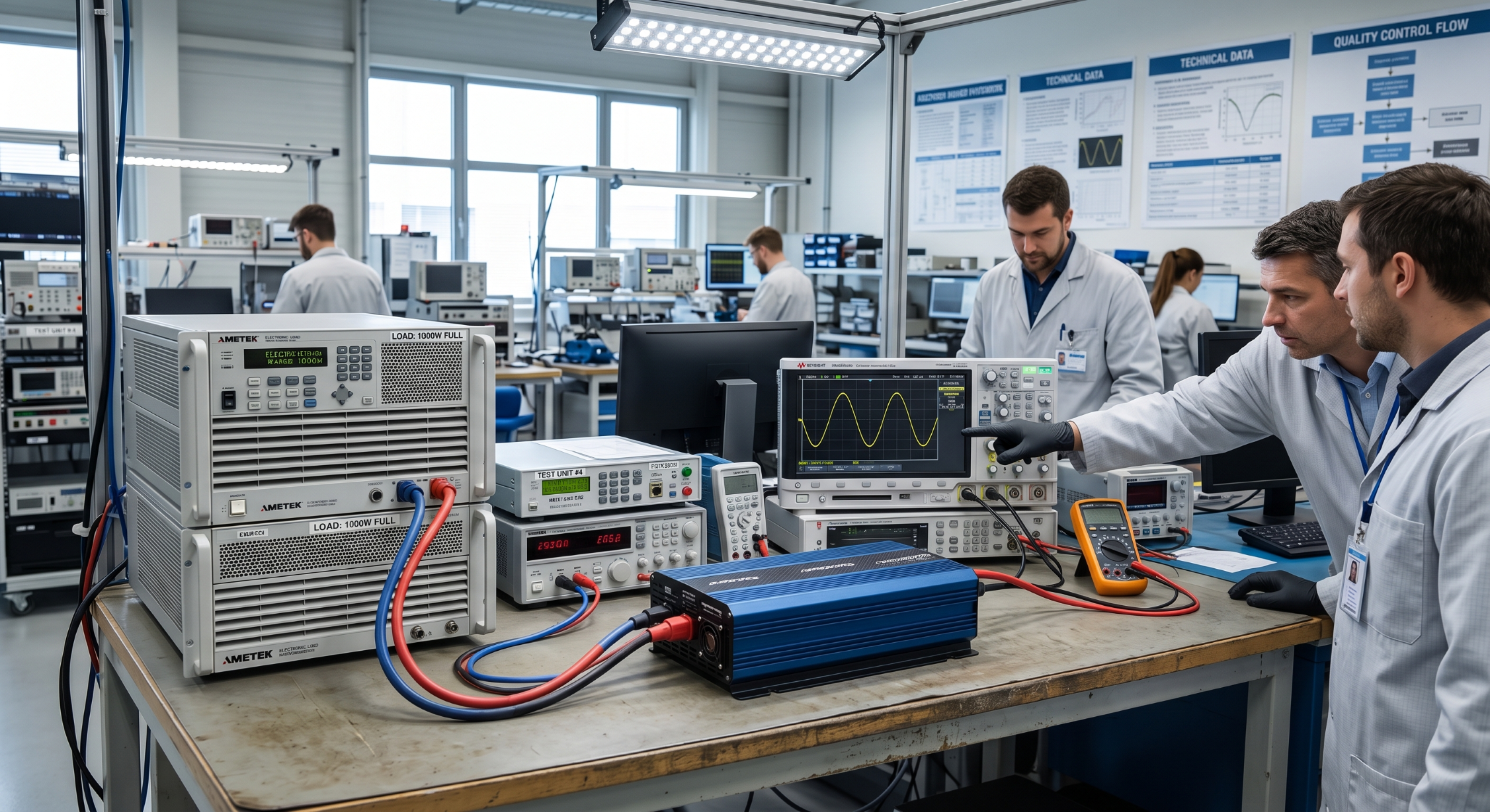 Auto power inverter quality testing and full-load aging process