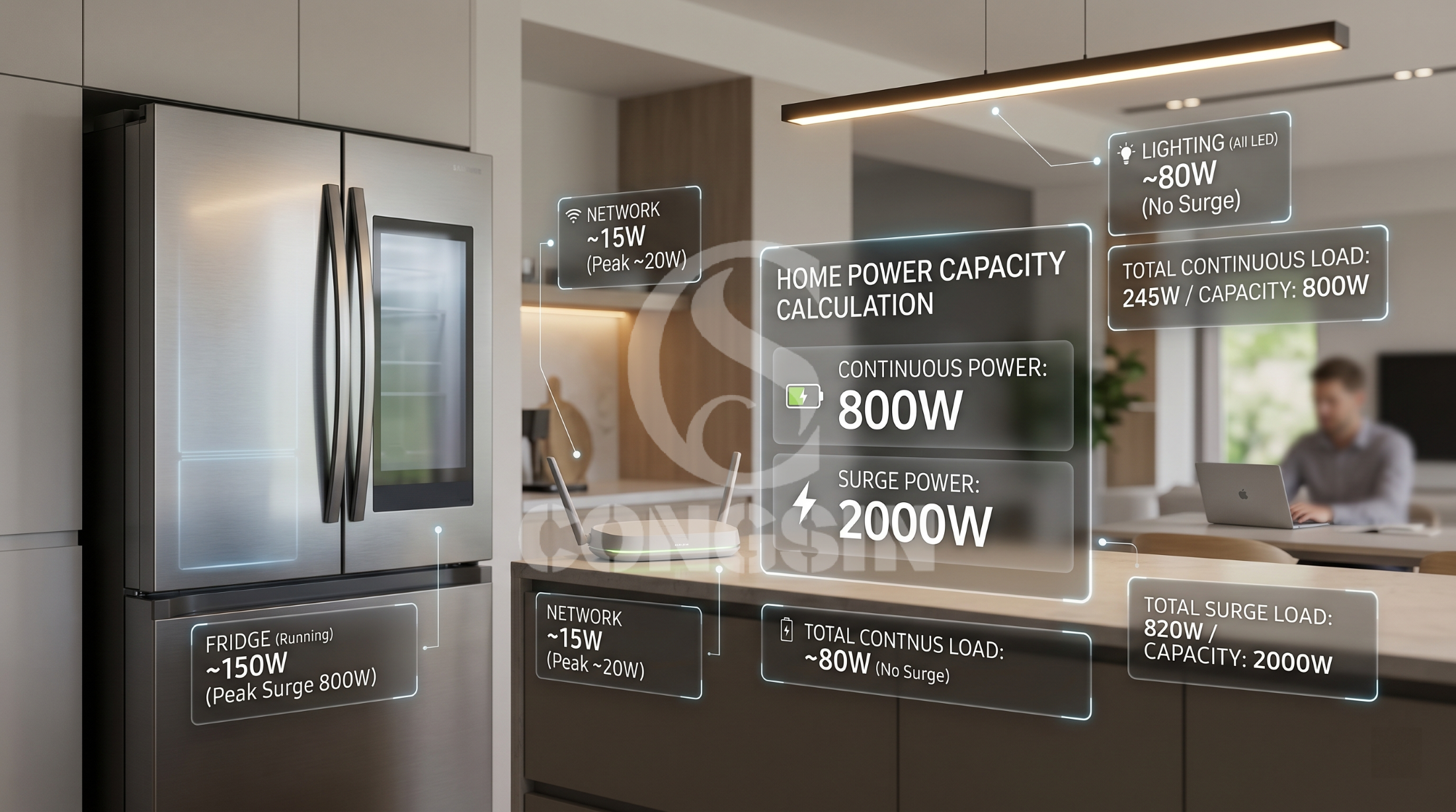 Calculating continuous and surge loads for essential home appliances during an outage Calculating continuous and surge loads for essential home appliances during an outage